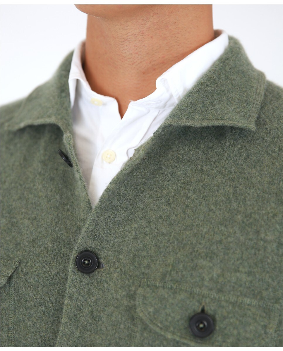 Chaqueta de punto de hombre 100% lana en verde · Wickett Jones