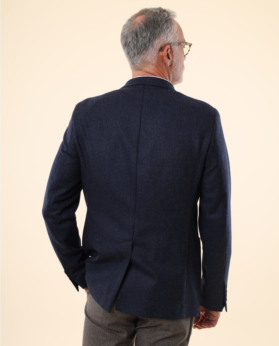 Americana de hombre soft slim liso en azul oscuro - Wickett Jones - Azul marino Azul marino-2