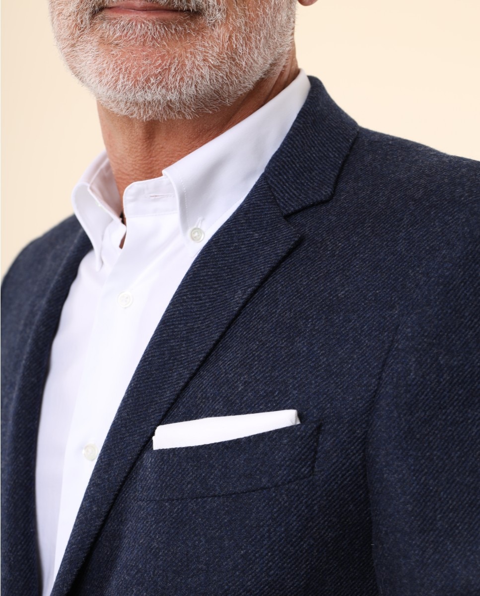 Americana de hombre soft slim liso en azul oscuro - Wickett Jones - Azul marino Azul marino-3
