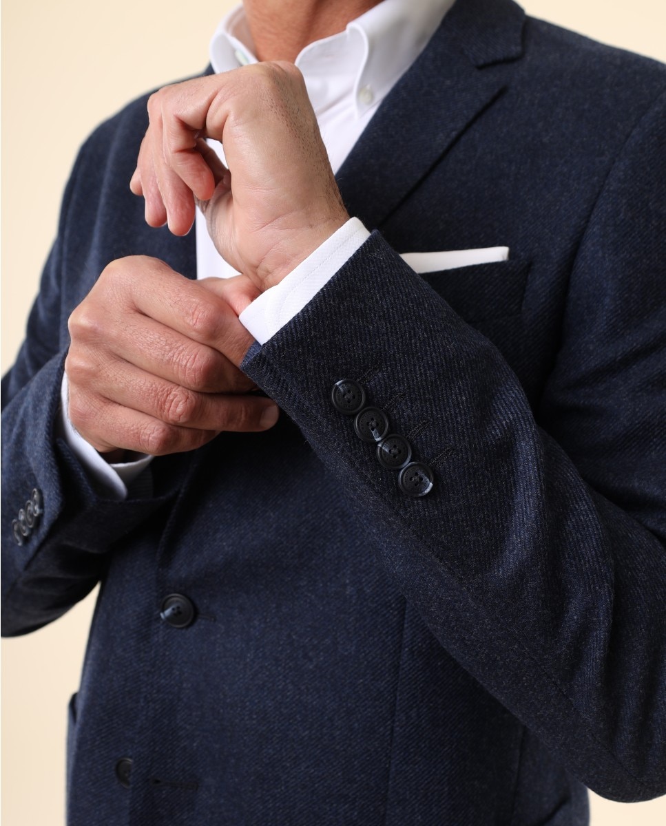 Americana de hombre soft slim liso en azul oscuro - Wickett Jones - Azul marino Azul marino-4