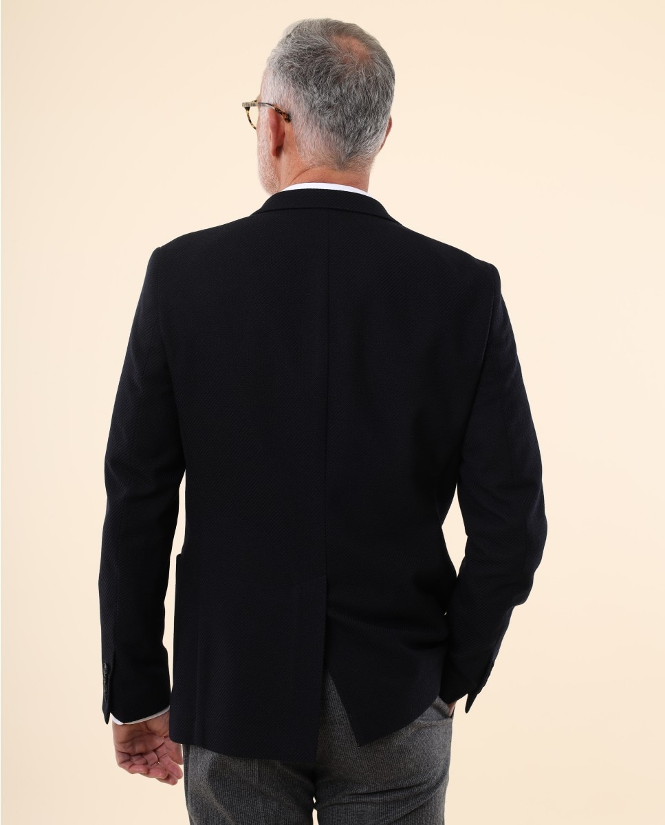 Americana de hombre soft slim liso en azul oscuro - Wickett Jones - Azul marino Azul marino-2