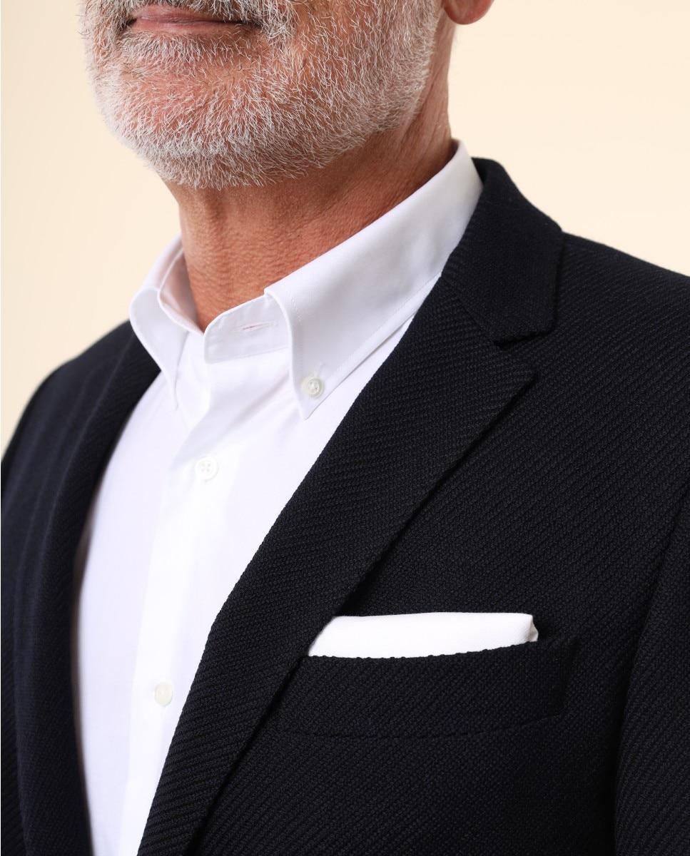Americana de hombre soft slim liso en azul oscuro - Wickett Jones - Azul marino Azul marino-3