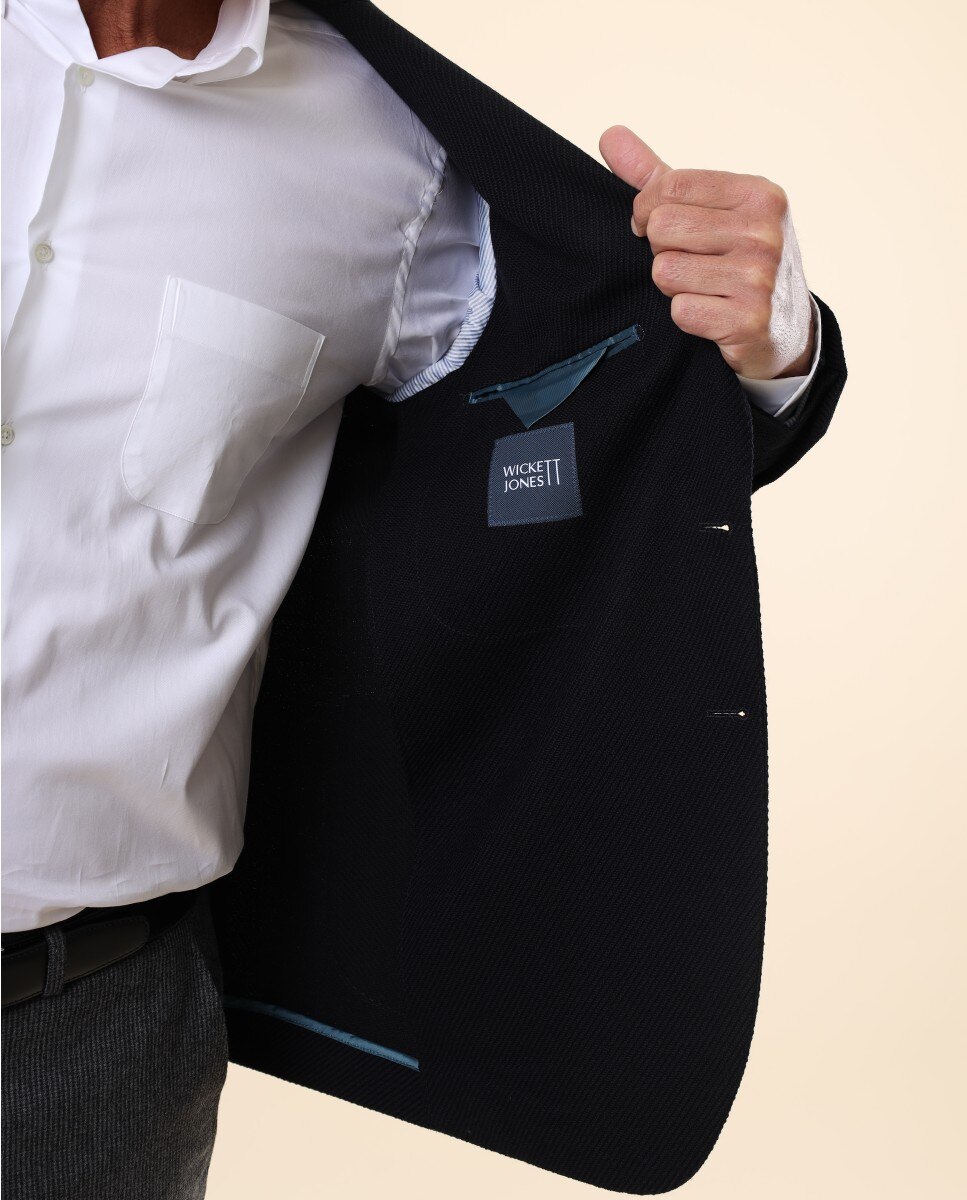 Americana de hombre soft slim liso en azul oscuro - Wickett Jones - Azul marino Azul marino-6