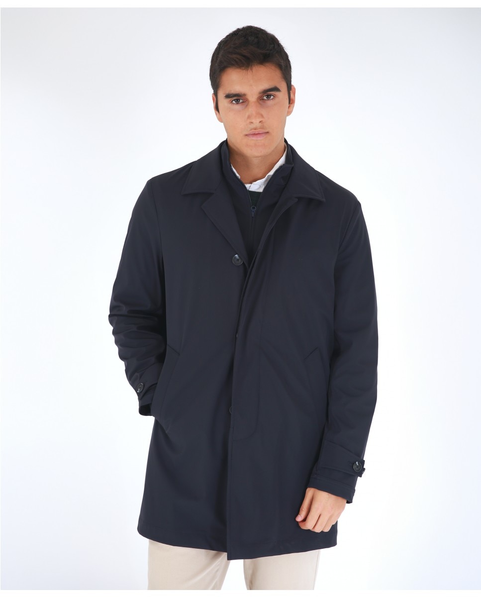 Wickett Jones - Gabardina de hombre en azul oscuro.