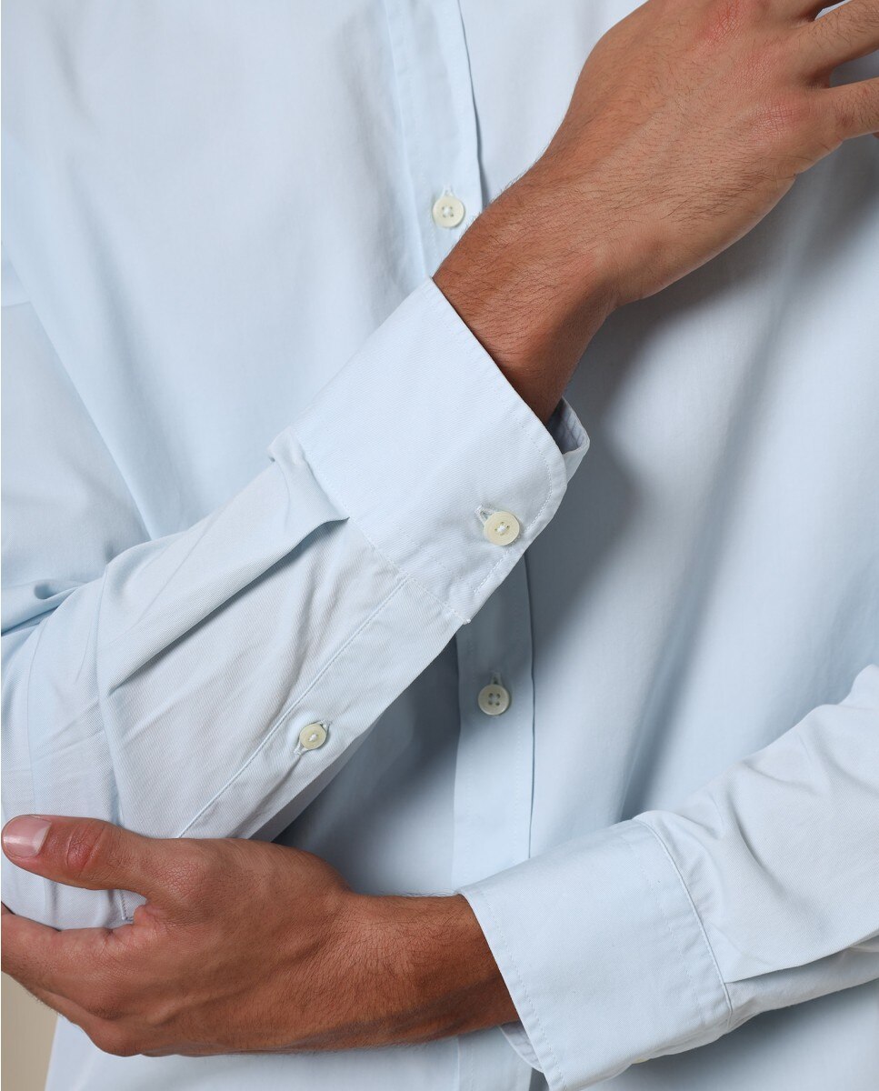 Imagen 4 de Camisa casual algodón de hombre soft slim liso en - Wickett Jones - Azul claro Azul claro