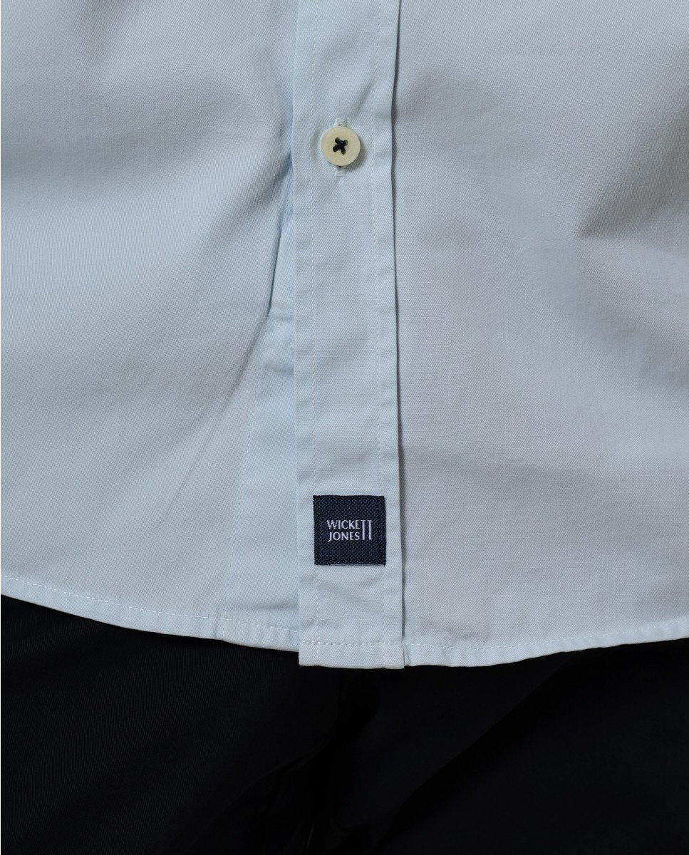 Imagen 5 de Camisa casual algodón de hombre soft slim liso en - Wickett Jones - Azul claro Azul claro