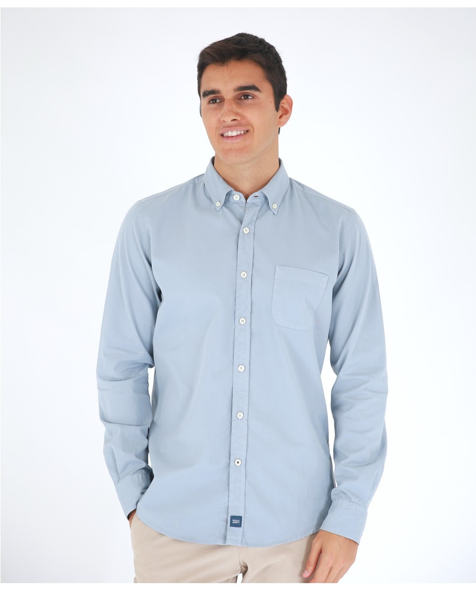 Imagen 0 de Camisa casual algodón de hombre soft slim liso en azul Azul