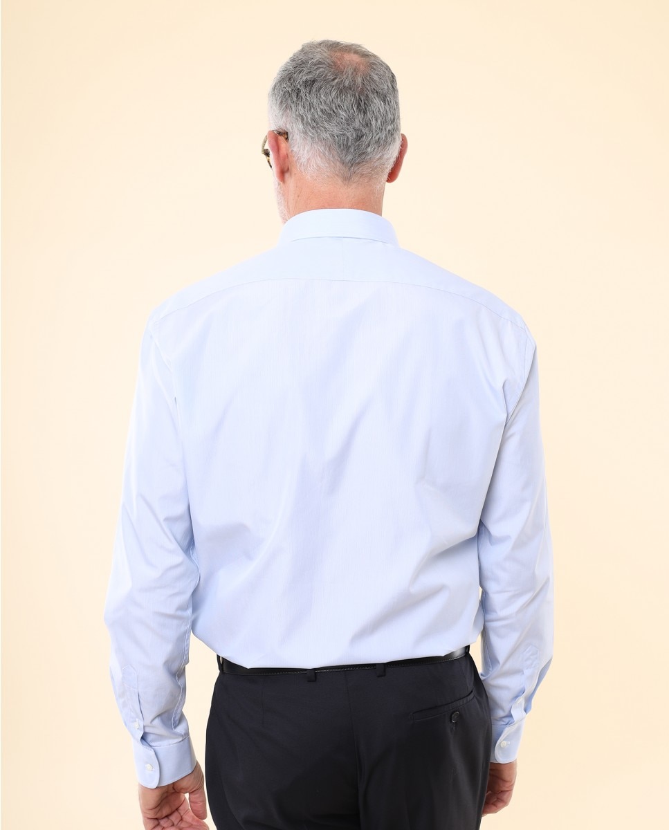 Camisa algodón de hombre soft slim liso en - Wickett Jones - Azul claro Azul claro-2