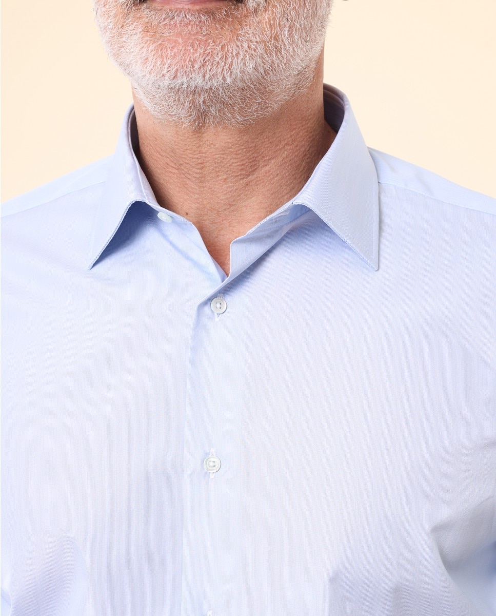 Camisa algodón de hombre soft slim liso en - Wickett Jones - Azul claro Azul claro-3