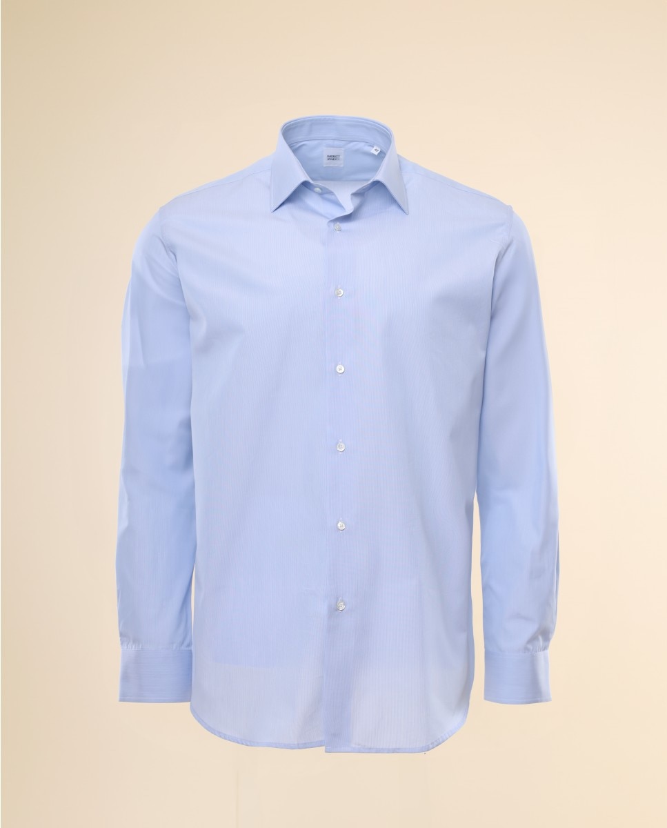 Camisa algodón de hombre soft slim liso en - Wickett Jones - Azul claro Azul claro-6