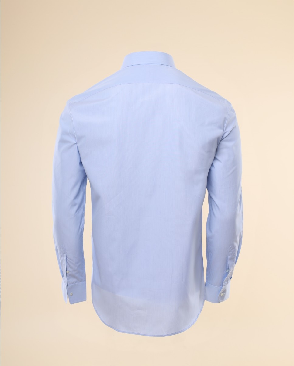 Camisa algodón de hombre soft slim liso en - Wickett Jones - Azul claro Azul claro-5