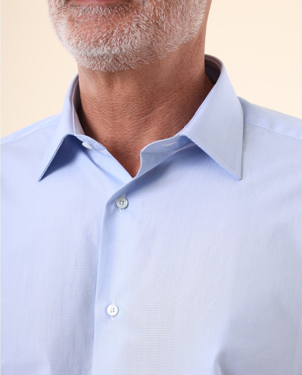 Camisa algodón de hombre soft slim fil a fil en - Wickett Jones - Azul claro Azul claro-3