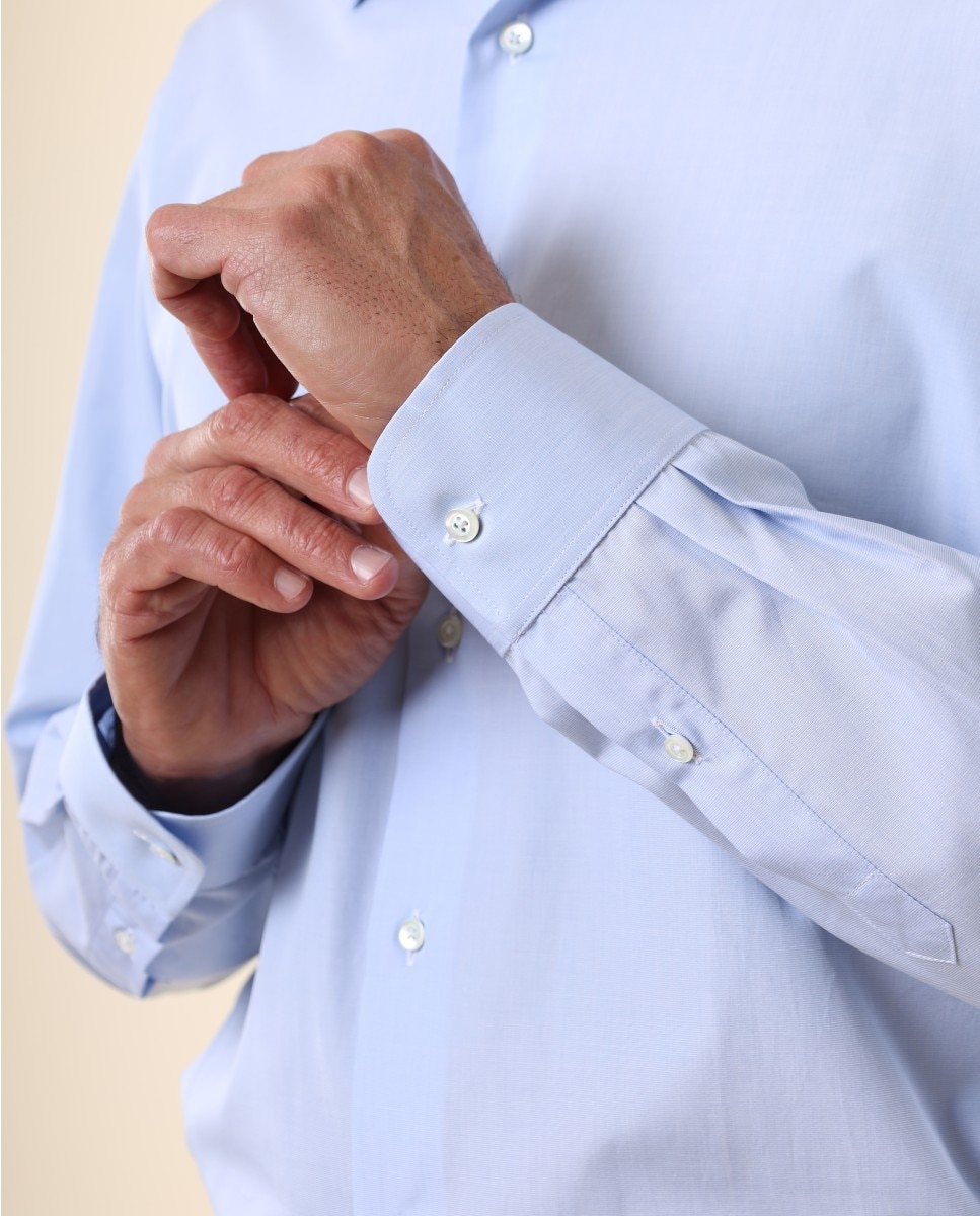 Camisa algodón de hombre soft slim fil a fil en - Wickett Jones - Azul claro Azul claro-4