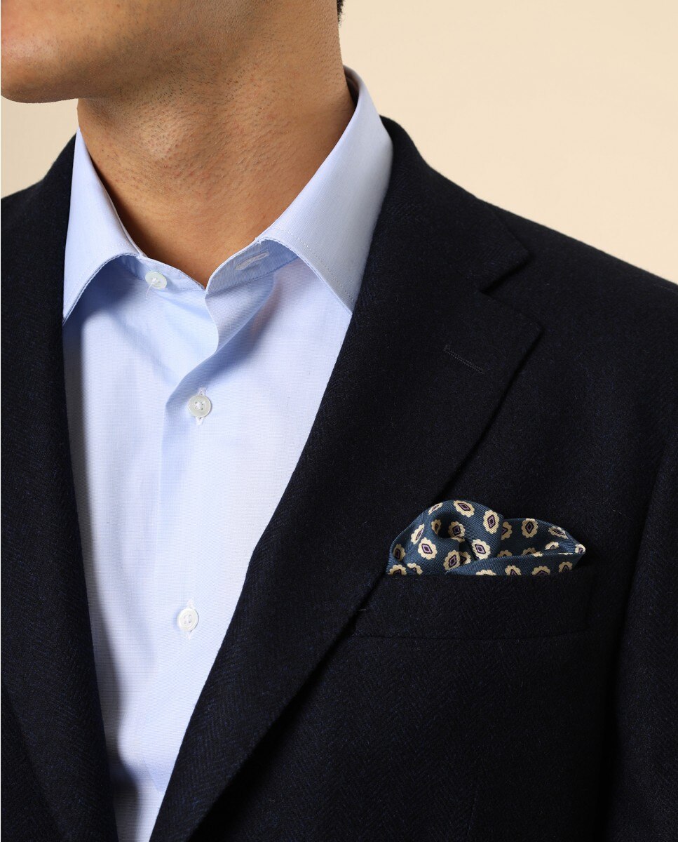 Americana de hombre regular en espiga en azul oscuro - Wickett Jones - Azul marino Azul marino-3