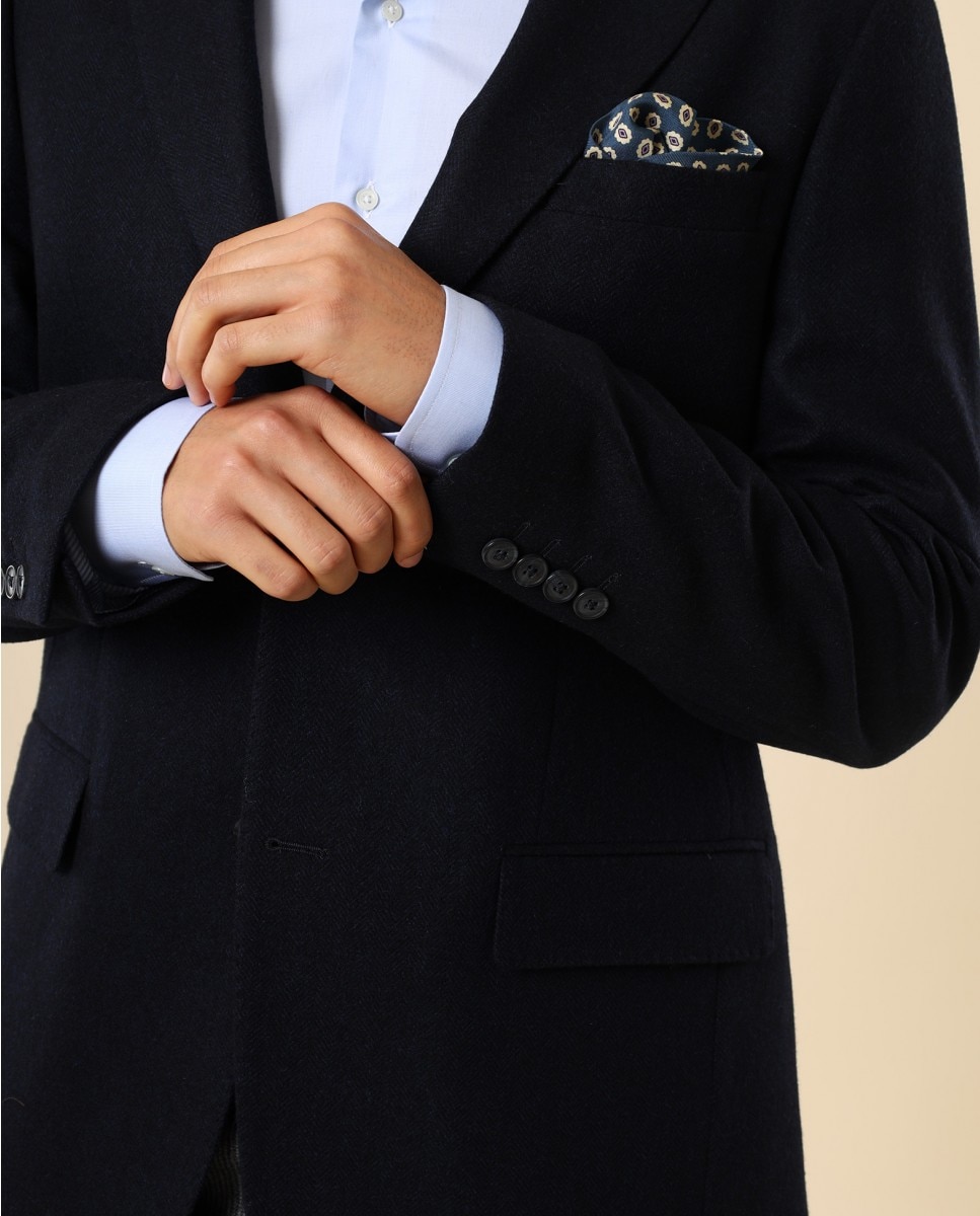Americana de hombre regular en espiga en azul oscuro - Wickett Jones - Azul marino Azul marino-4