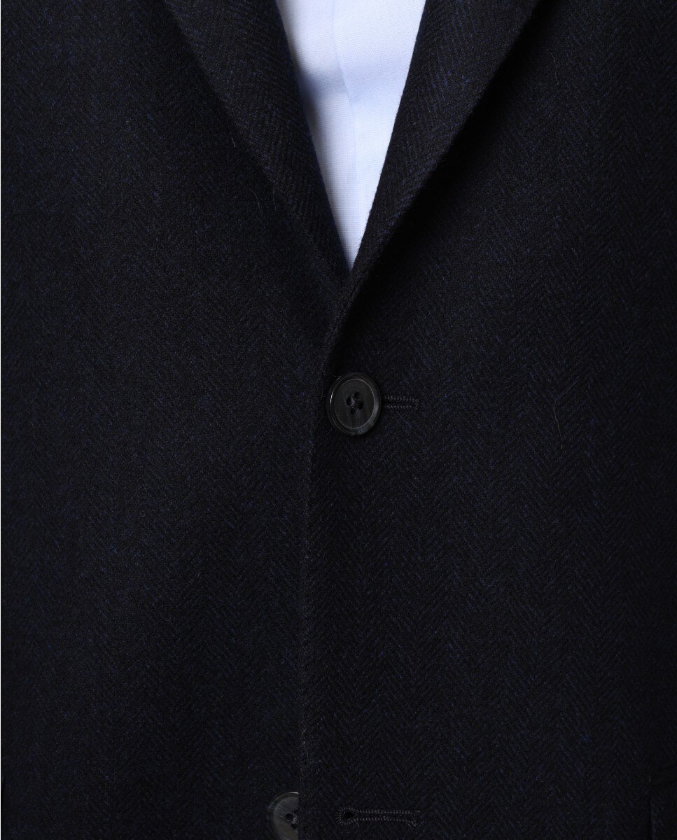Americana de hombre regular en espiga en azul oscuro - Wickett Jones - Azul marino Azul marino-6