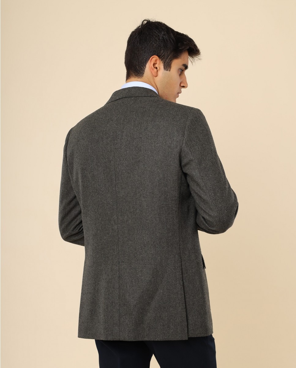 Imagen 2 de Americana de hombre regular en espiga en - Wickett Jones - Verde Verde
