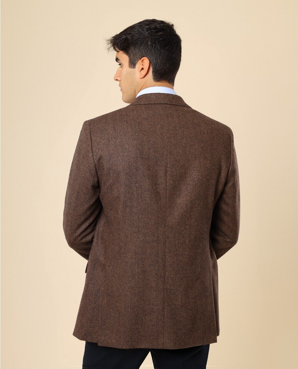 Imagen 2 de Americana de hombre regular en espiga en - Wickett Jones - Marrón Marrón