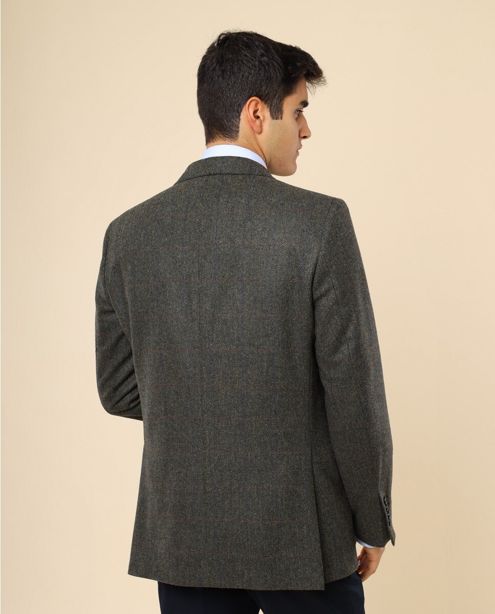 Imagen 2 de Americana de hombre regular en espiga en - Wickett Jones - Verde Verde