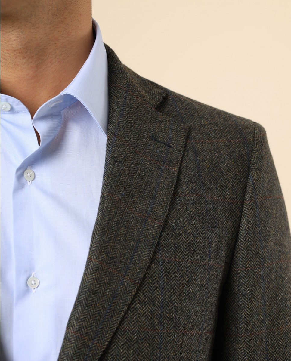 Imagen 3 de Americana de hombre regular en espiga en - Wickett Jones - Verde Verde