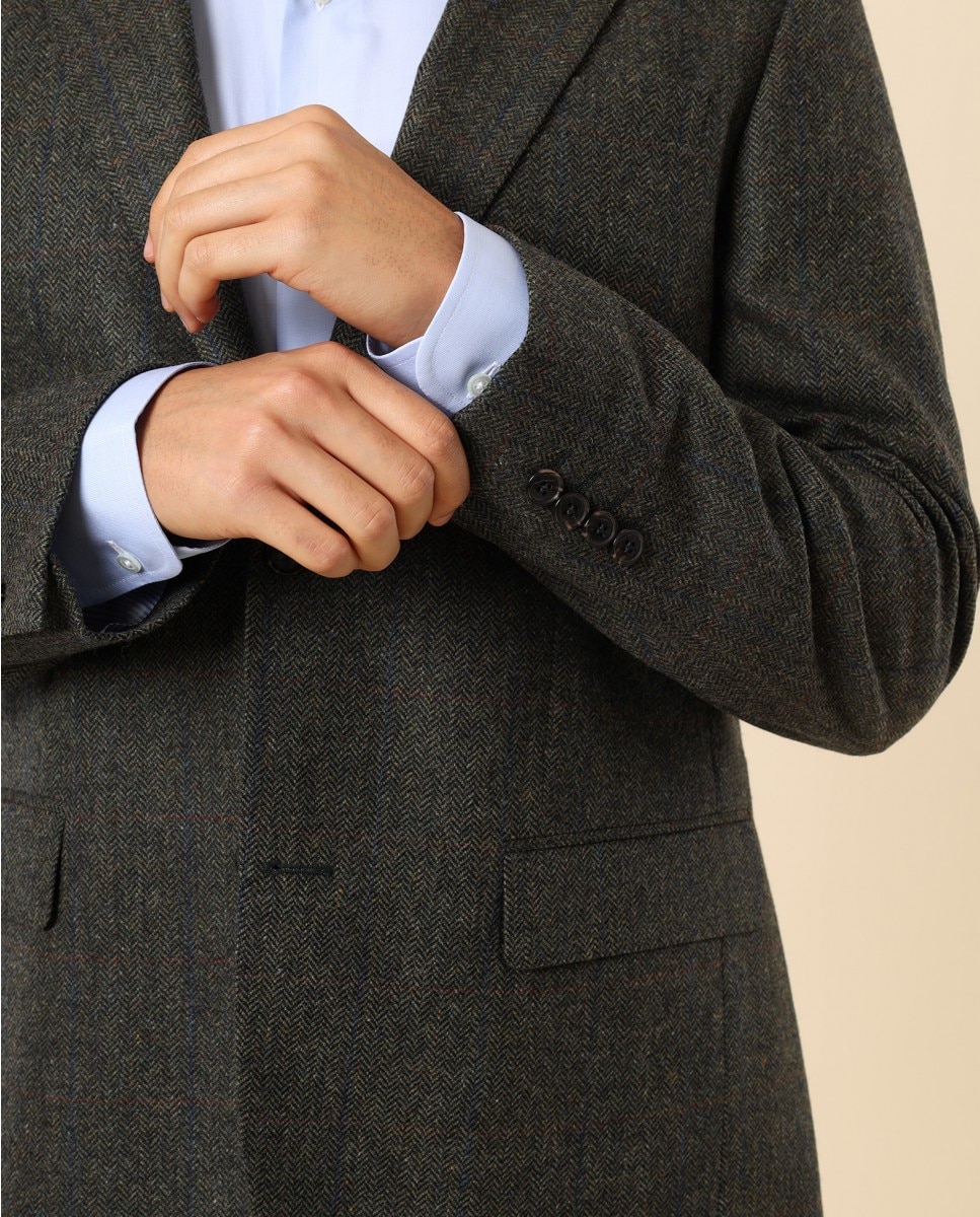 Imagen 5 de Americana de hombre regular en espiga en - Wickett Jones - Verde Verde