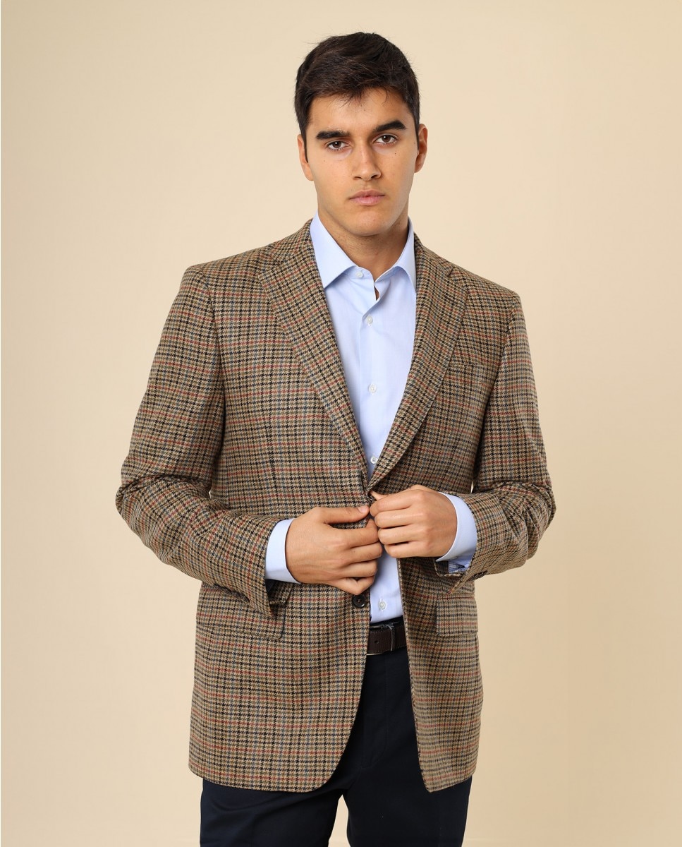 Imagen 1 de Americana de hombre regular en espiga en - Wickett Jones - Marrón claro Marrón claro