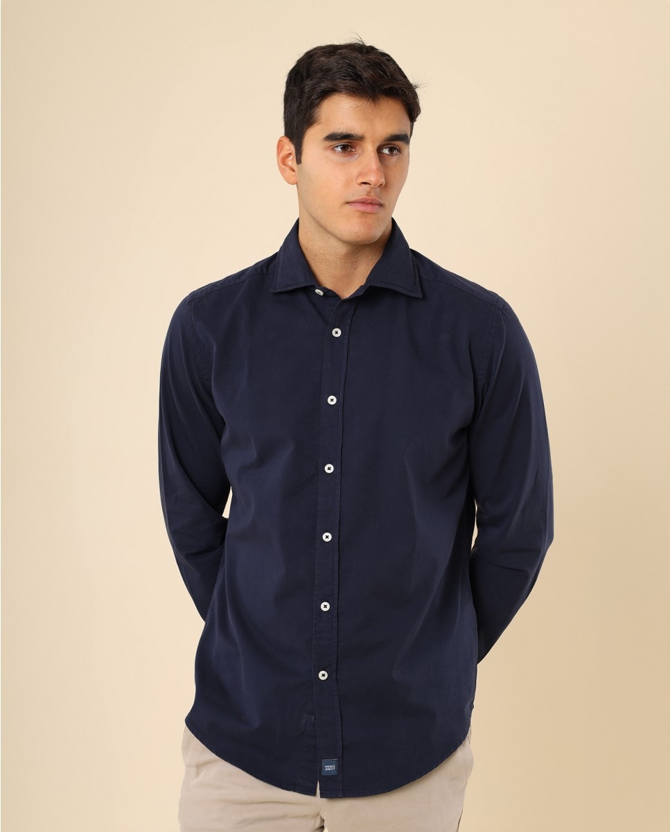 Imagen 0 de Camisa casual algodón de hombre soft slim liso en azul oscuro Azul marino