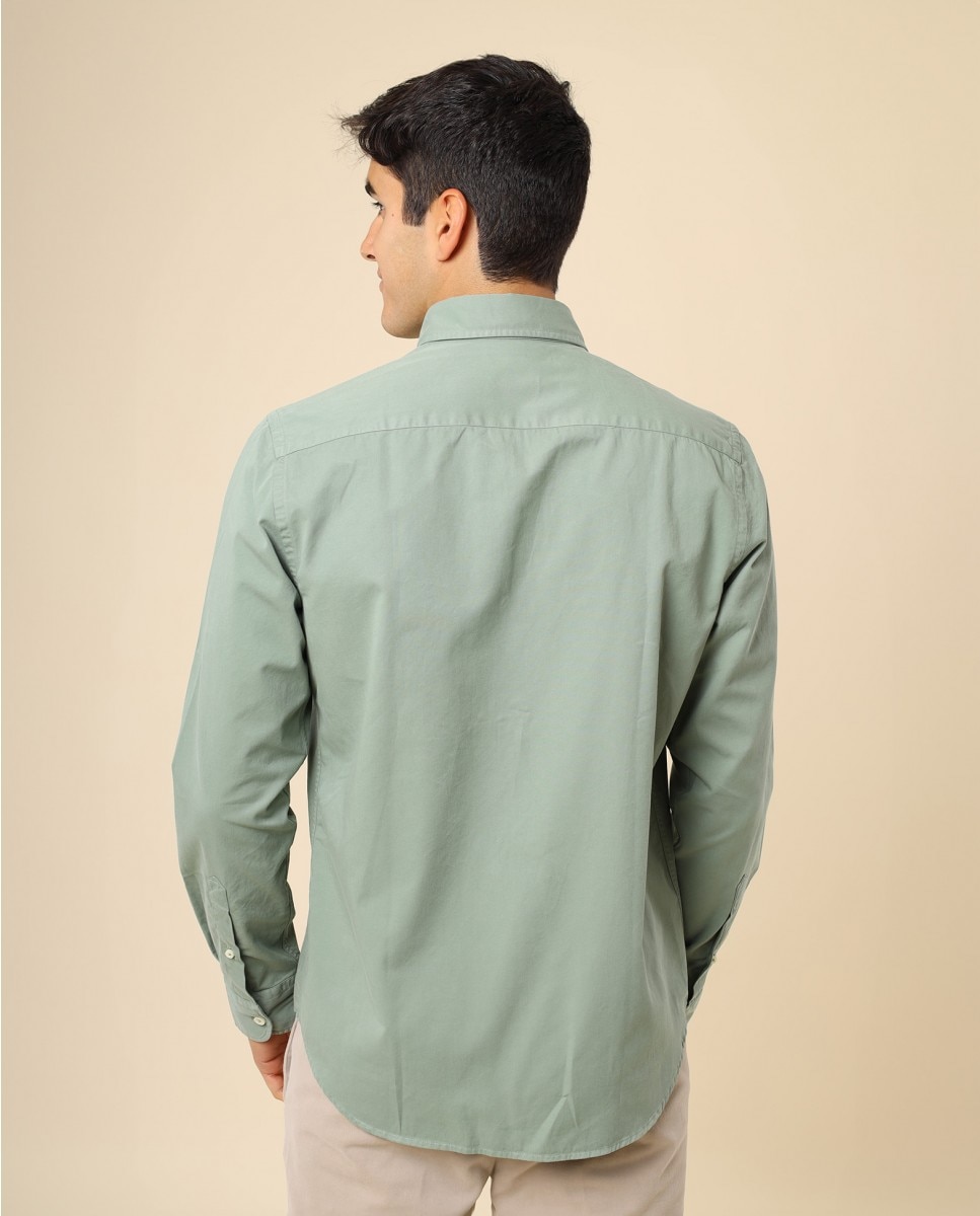 Imagen 2 de Camisa casual algodón de hombre soft slim liso en - Wickett Jones - Verde Verde