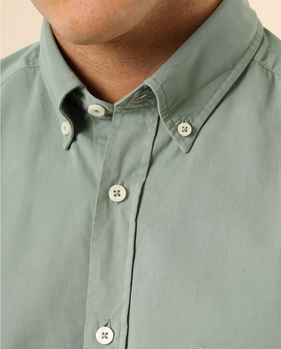 Imagen 3 de Camisa casual algodón de hombre soft slim liso en - Wickett Jones - Verde Verde