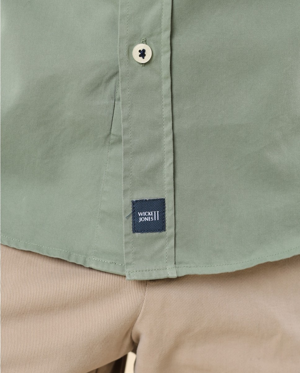 Imagen 4 de Camisa casual algodón de hombre soft slim liso en - Wickett Jones - Verde Verde