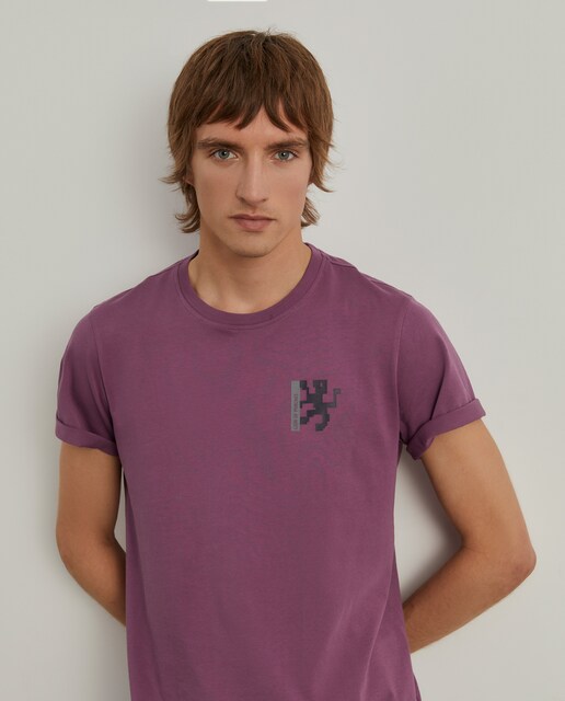 Camiseta De Manga Corta Para Hombre Trendyol - 100% Algodón, Color Morado, Talla M