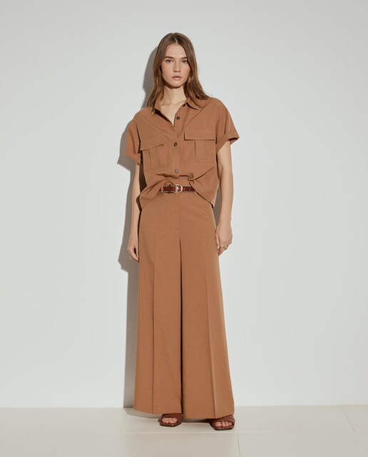 Imagen 0 de Pantalón ancho de mujer mezcla de tencel y lino