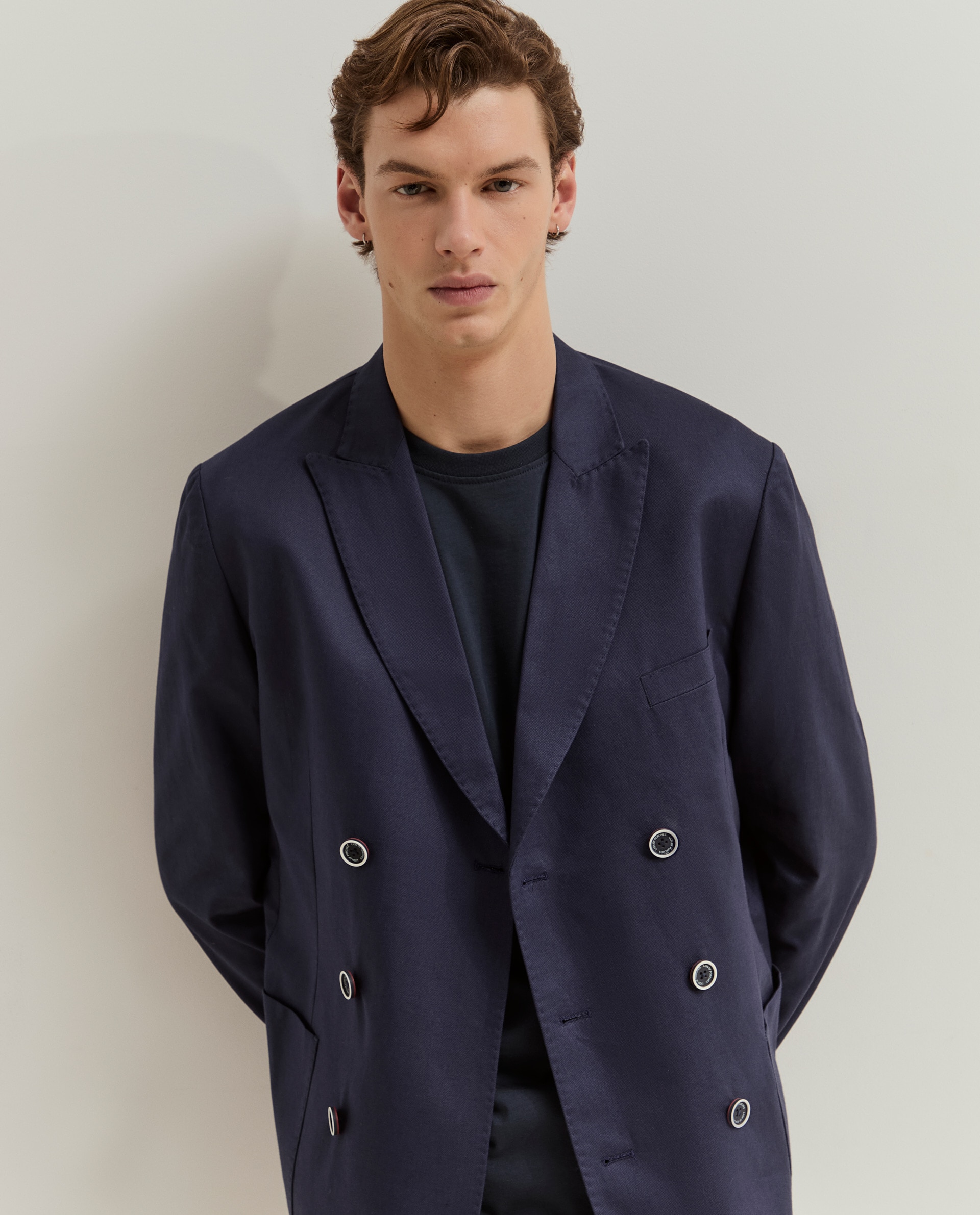 Imagem 0 de Blazer de trespasse mistura algodão e linho