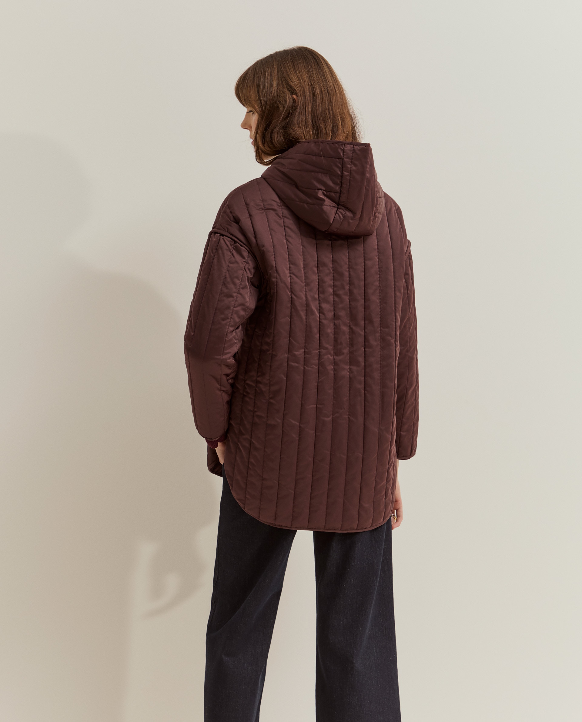 Chaqueta de mujer acolchada con capucha - Lion of Porches - Burdeos Burdeos-3