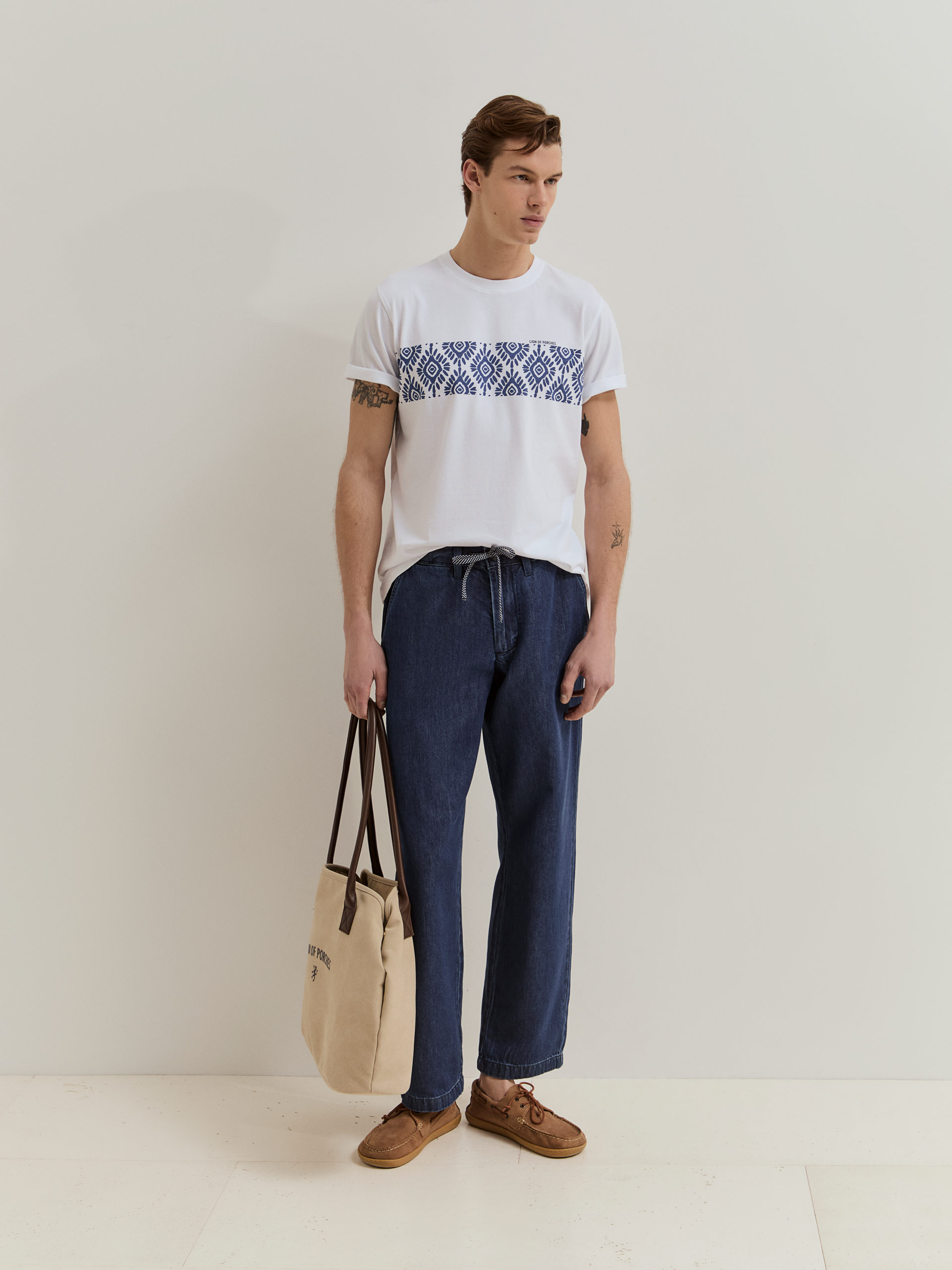 Lion of Porches - Camiseta de manga corta de hombre de algodón con estampado.