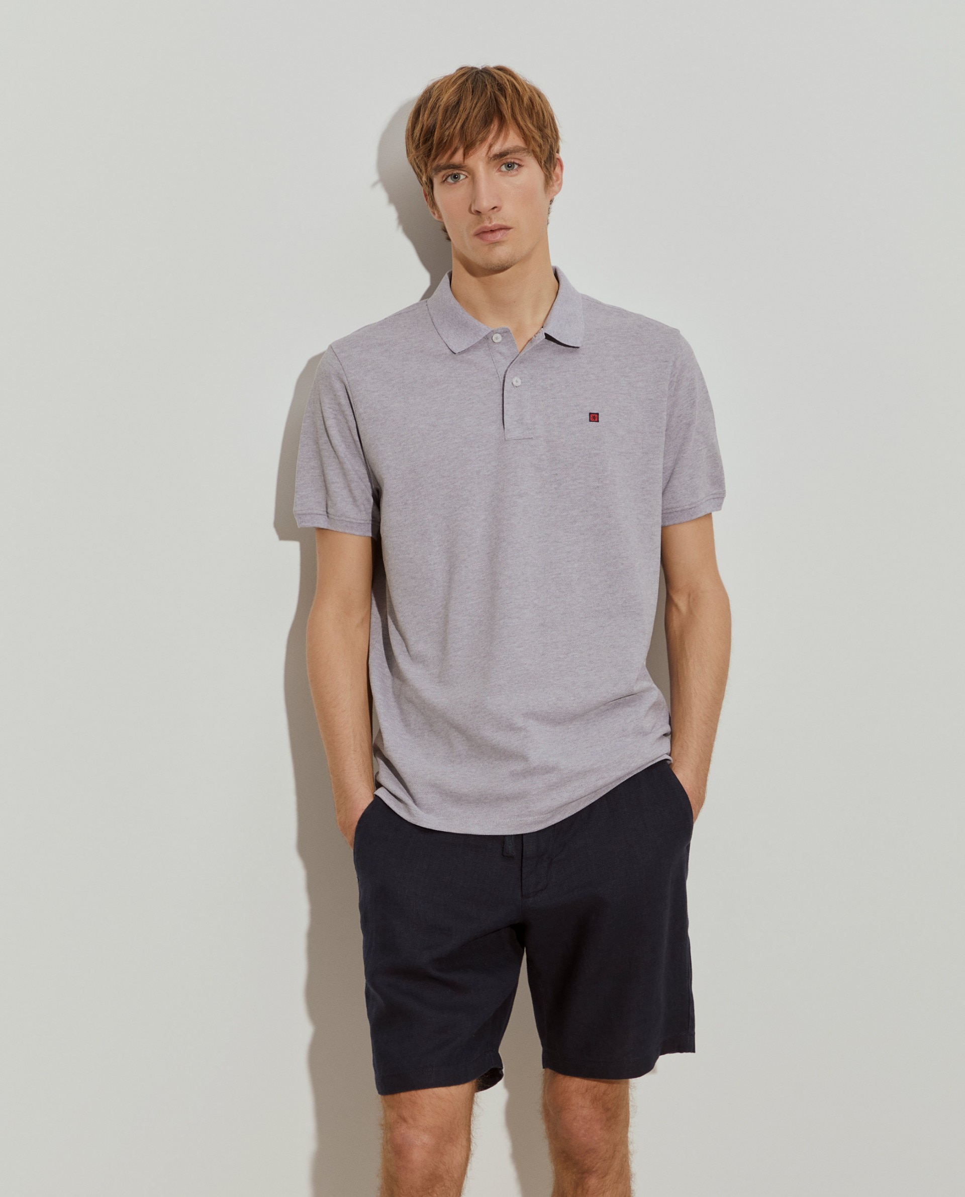 Polo regular fit de hombre en piqué de algodón en - Lion of Porches - Gris Gris-1