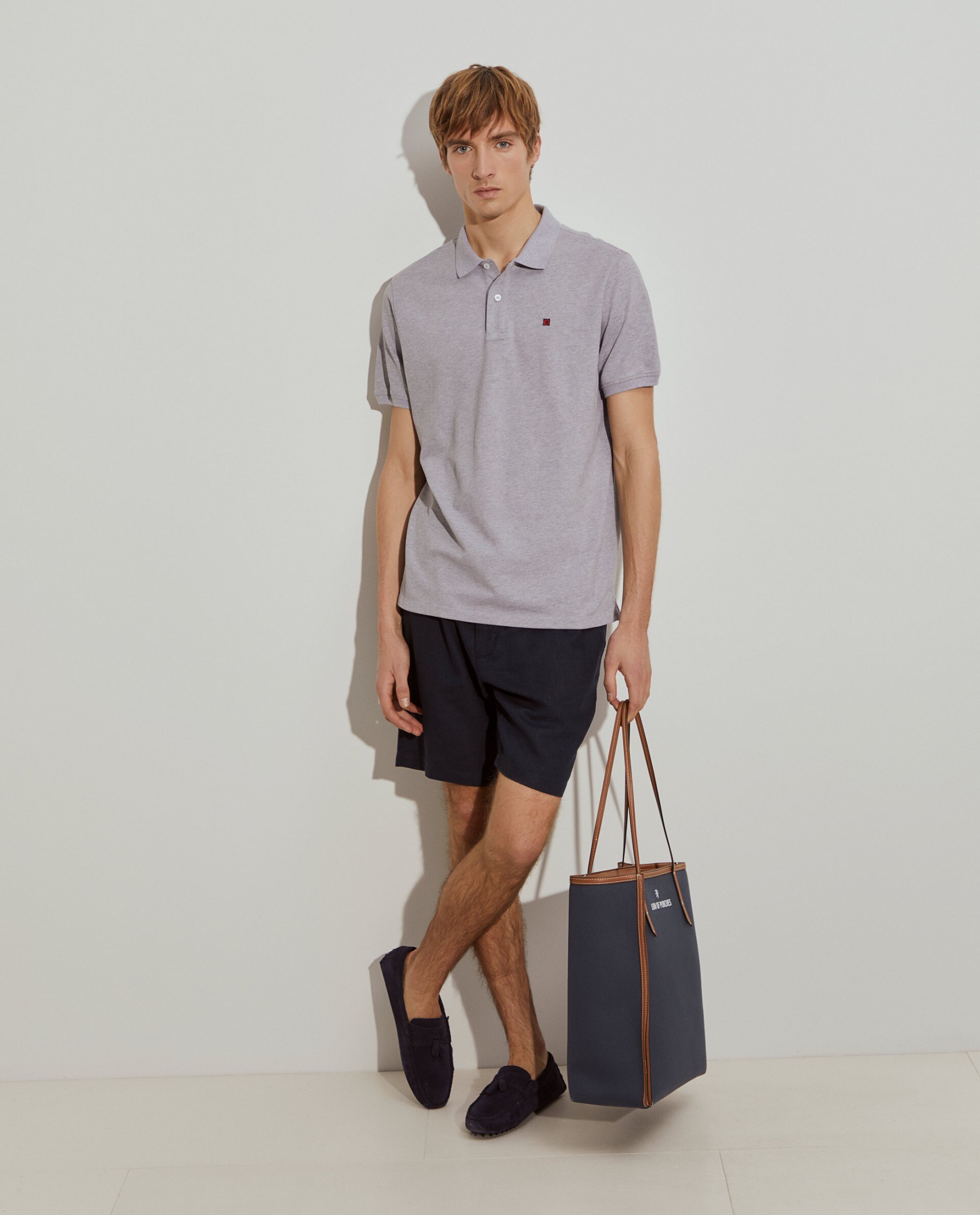 Polo regular fit de hombre en piqué de algodón en - Lion of Porches - Gris Gris-2