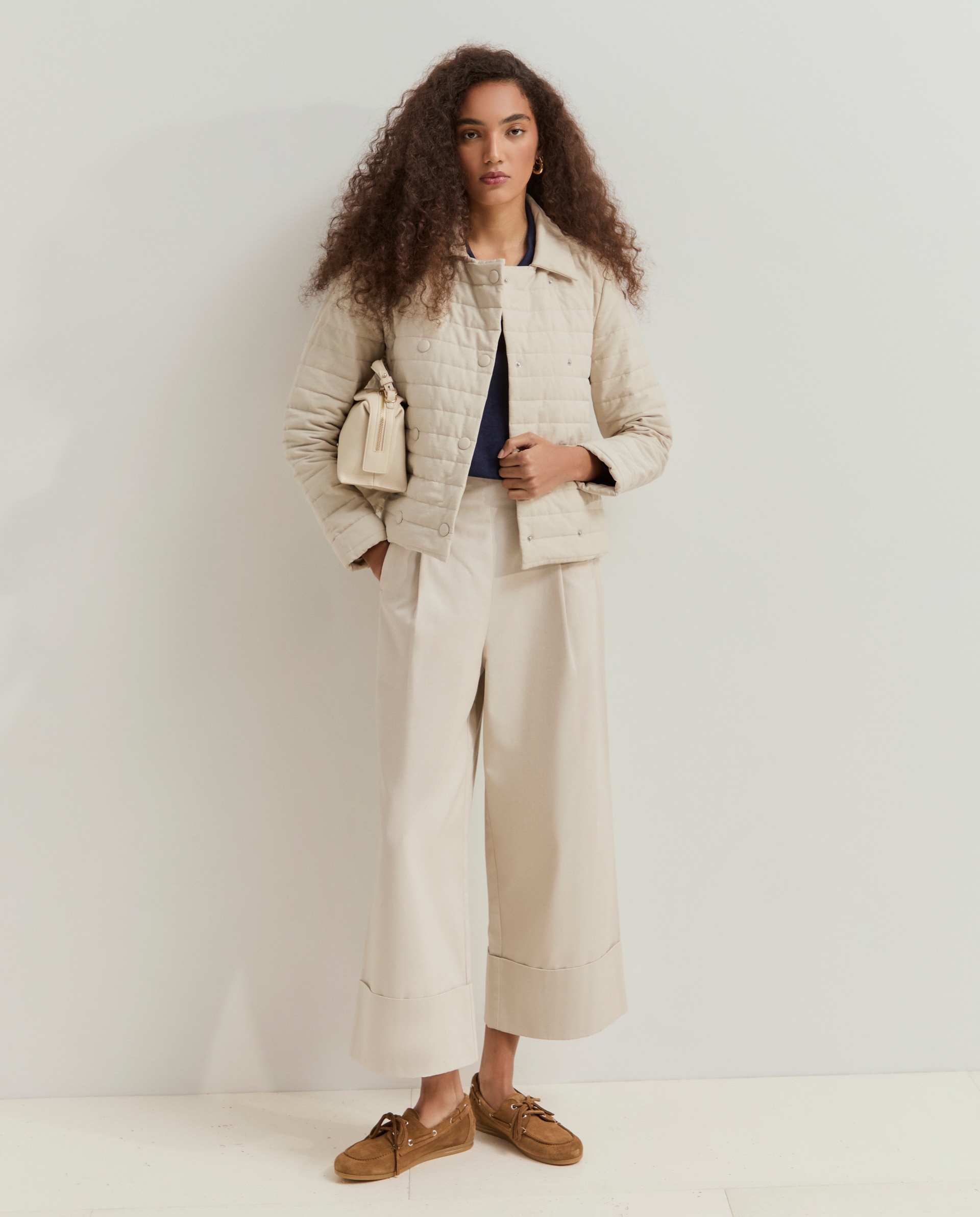 Chaqueta de mujer acolchada corta - Lion of Porches - Beige Beige-1