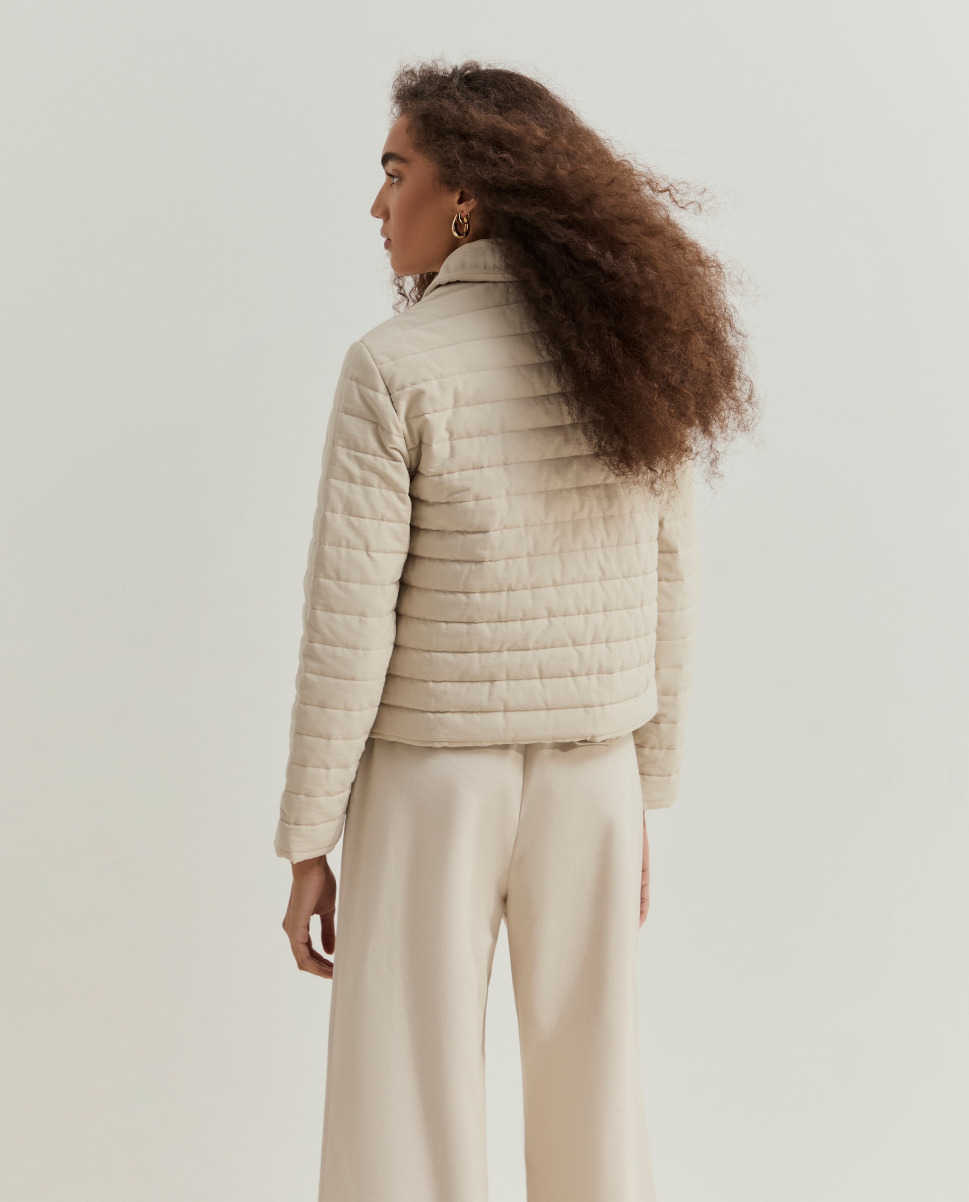 Chaqueta de mujer acolchada corta - Lion of Porches - Beige Beige-3
