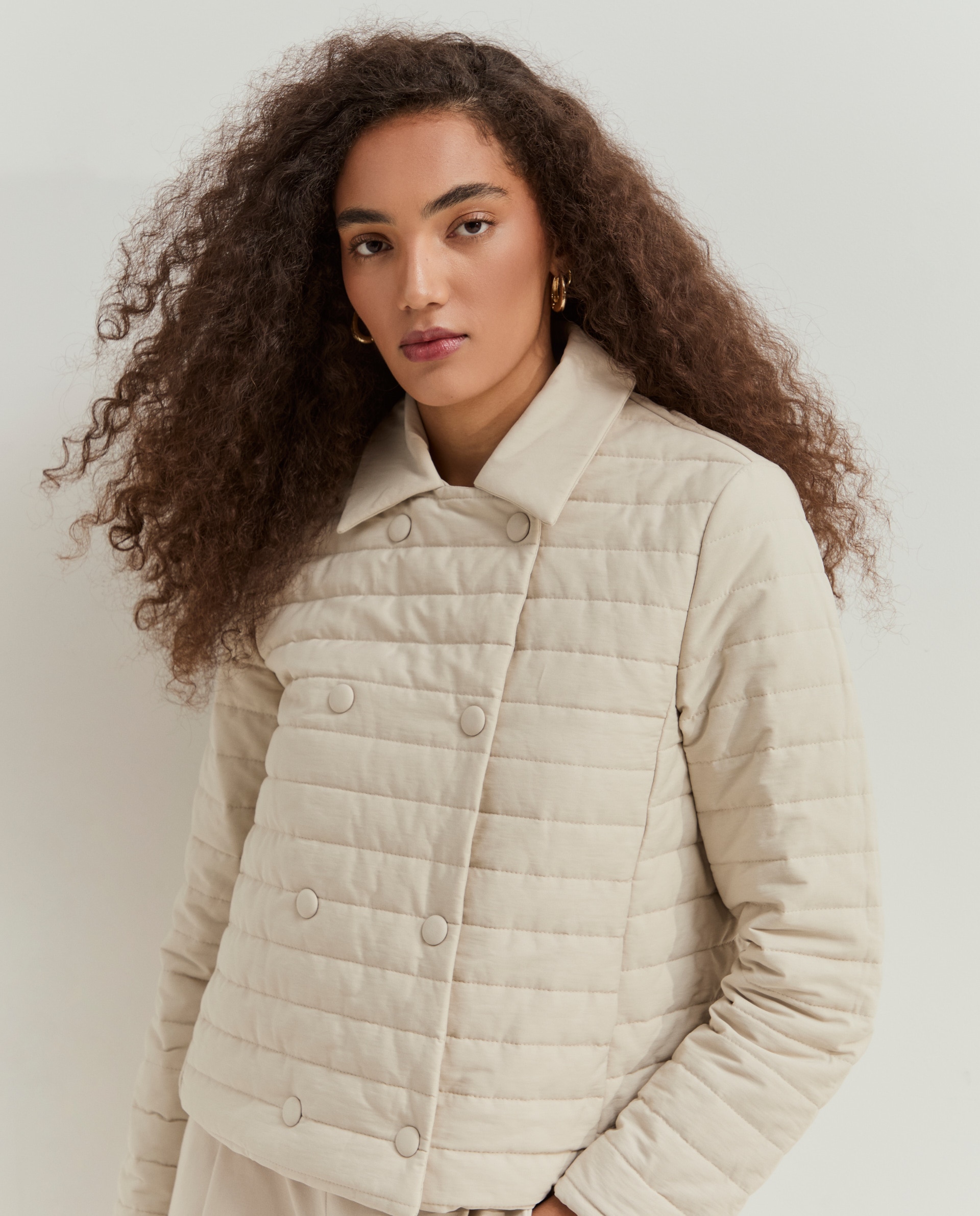 Chaqueta de mujer acolchada corta - Lion of Porches - Beige Beige-4