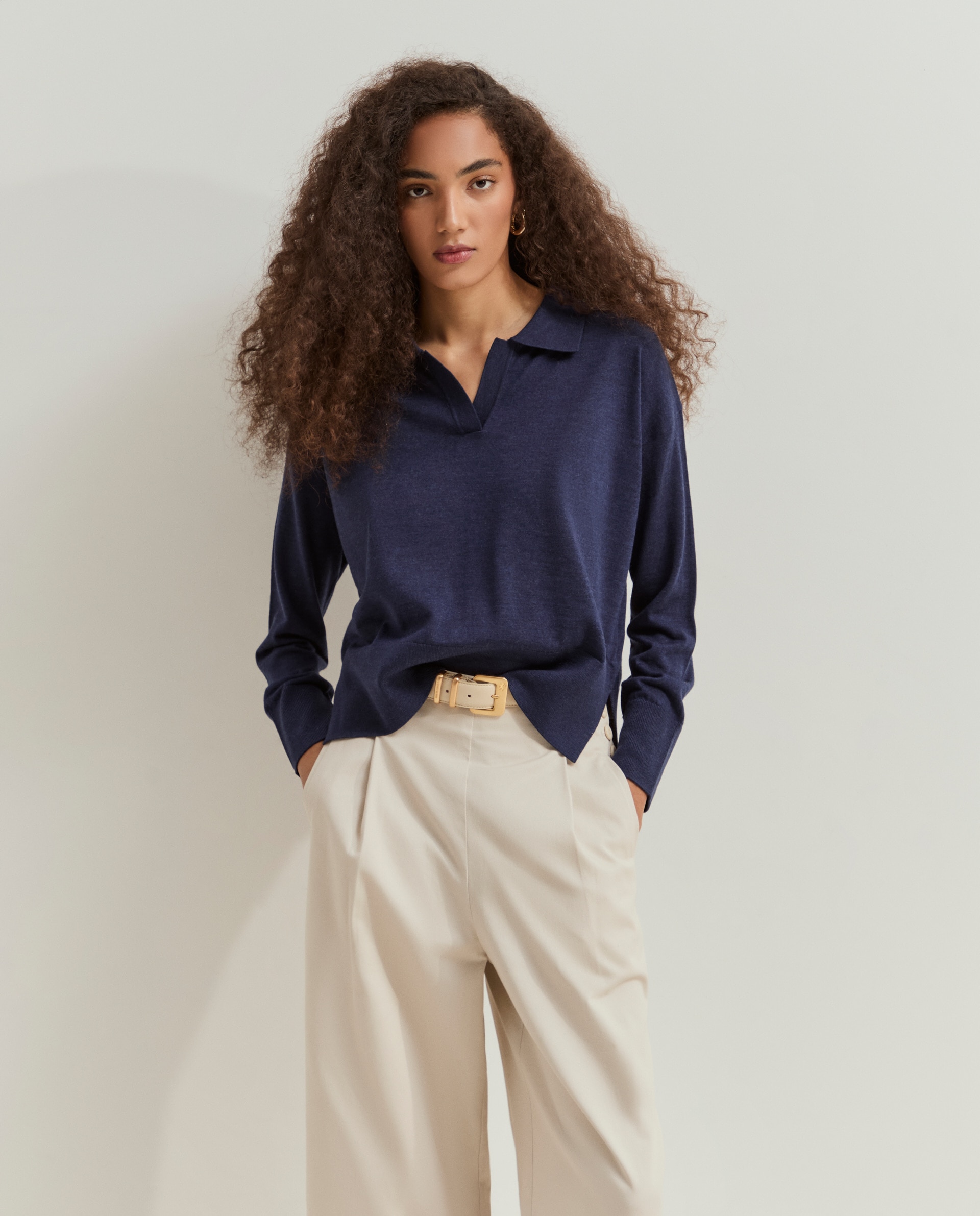 Jersey de mujer en lana - Lion of Porches - Azul Azul-2