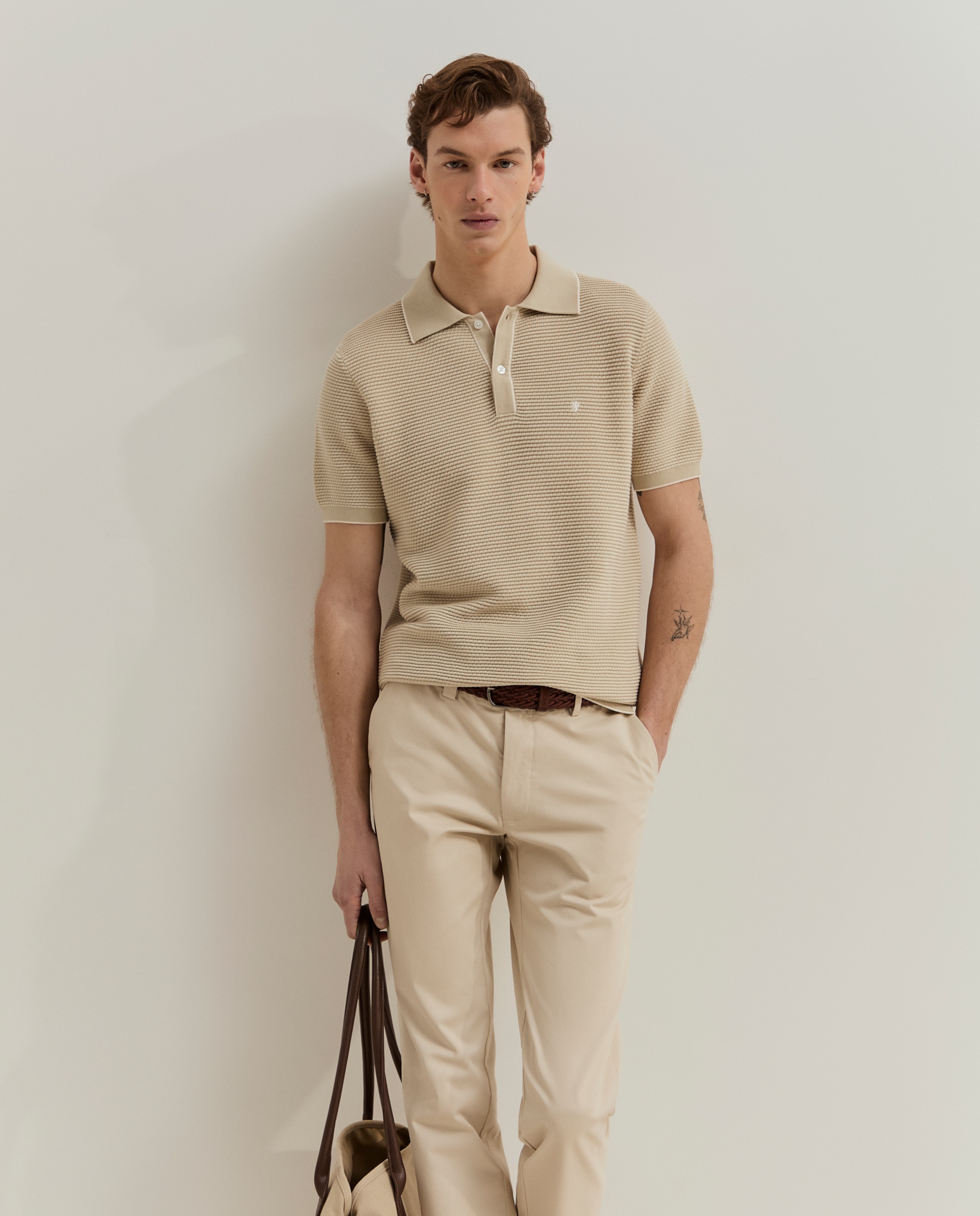 Polo de manga corta de hombre en punto de algodón