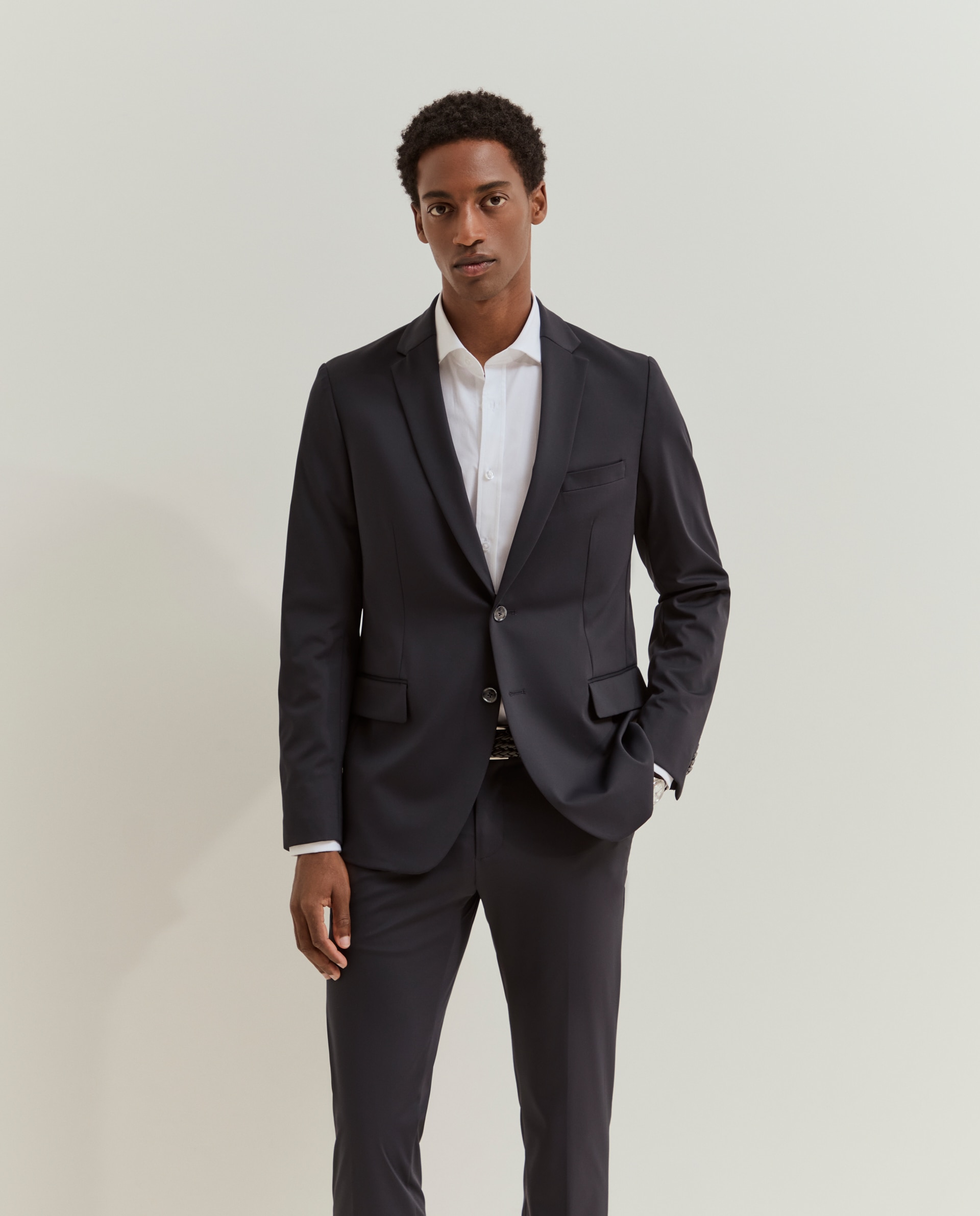 Blazer de hombre con corte slim fit en tejido técnico - Lion of Porches - Azul marino Azul marino-2