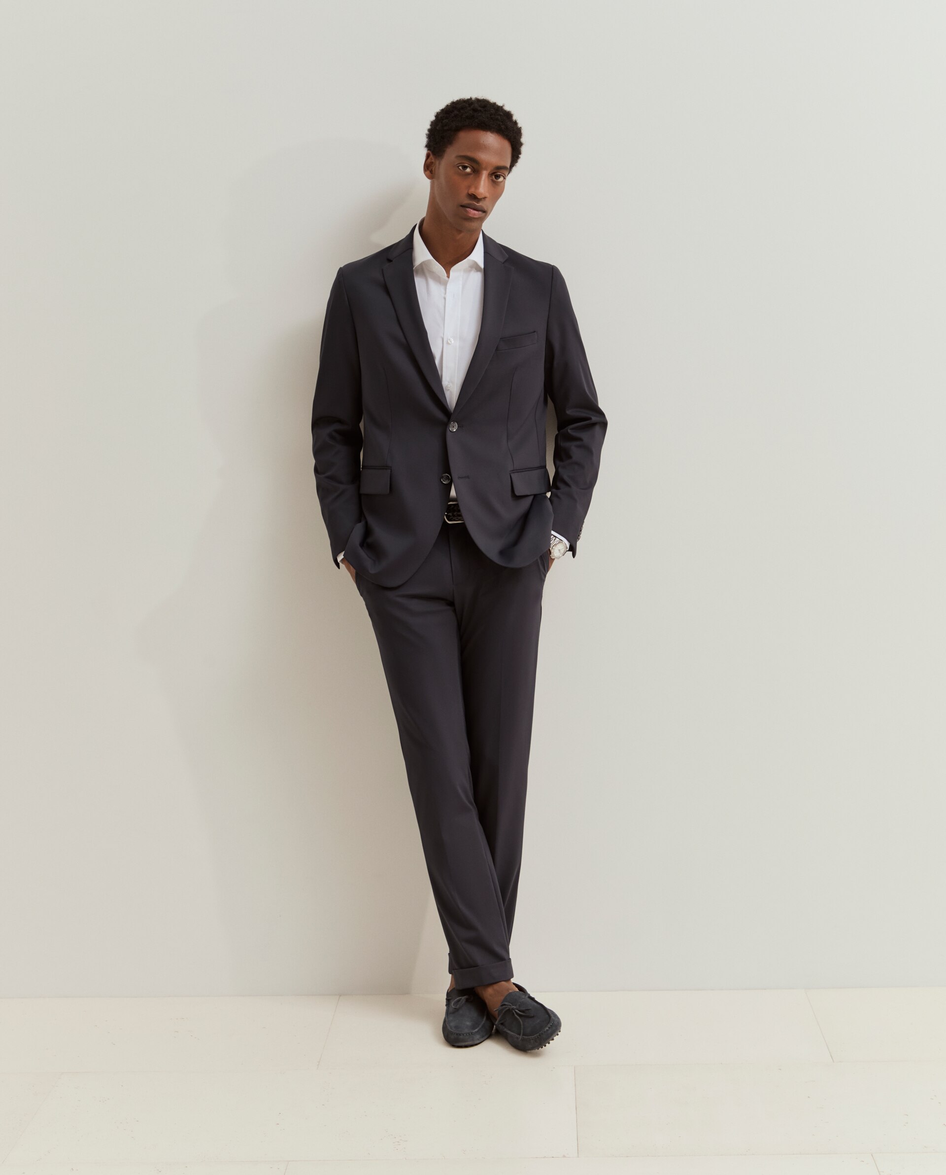 Blazer de hombre con corte slim fit en tejido técnico - Lion of Porches - Azul marino Azul marino-4