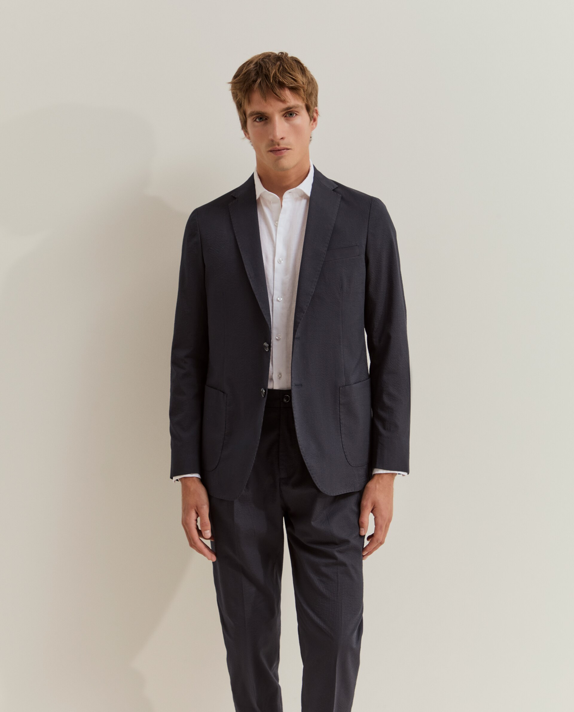 Blazer de hombre con corte slim fit en algodón - Lion of Porches - Azul marino Azul marino-2
