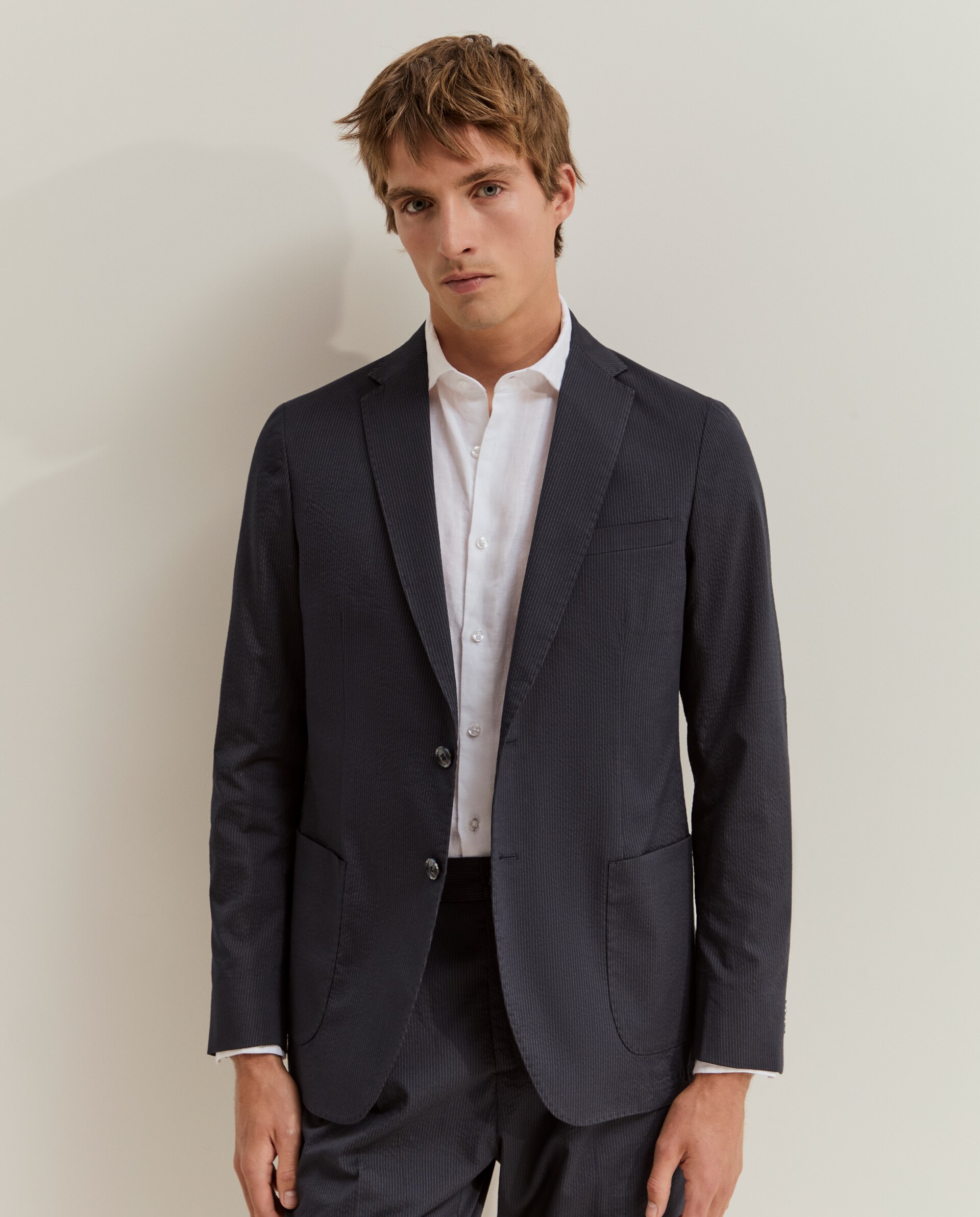 Blazer de hombre con corte slim fit en algodón - Lion of Porches - Azul marino Azul marino-4