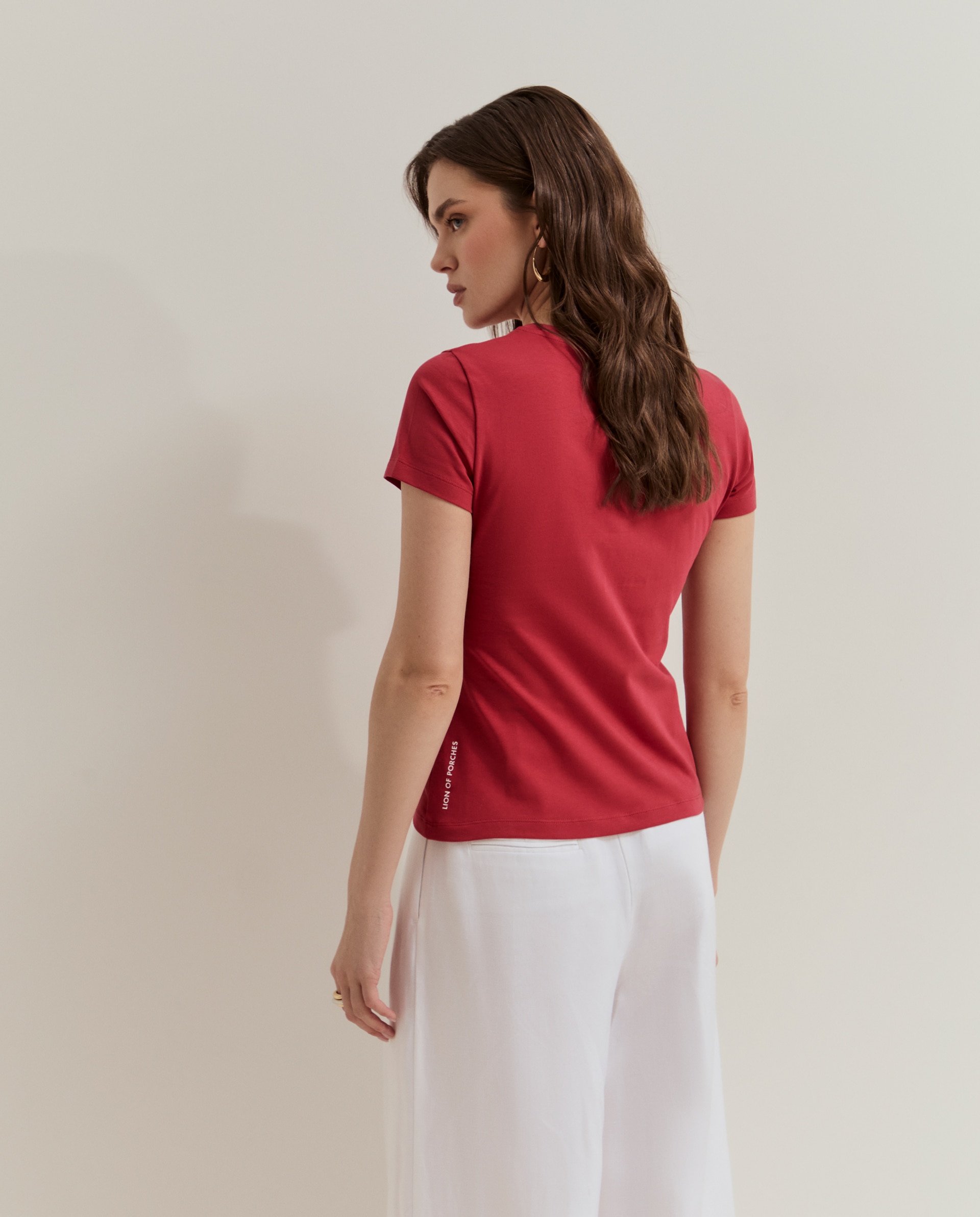 Camiseta de mujer de manga corta - Lion of Porches - Rojo Rojo-3