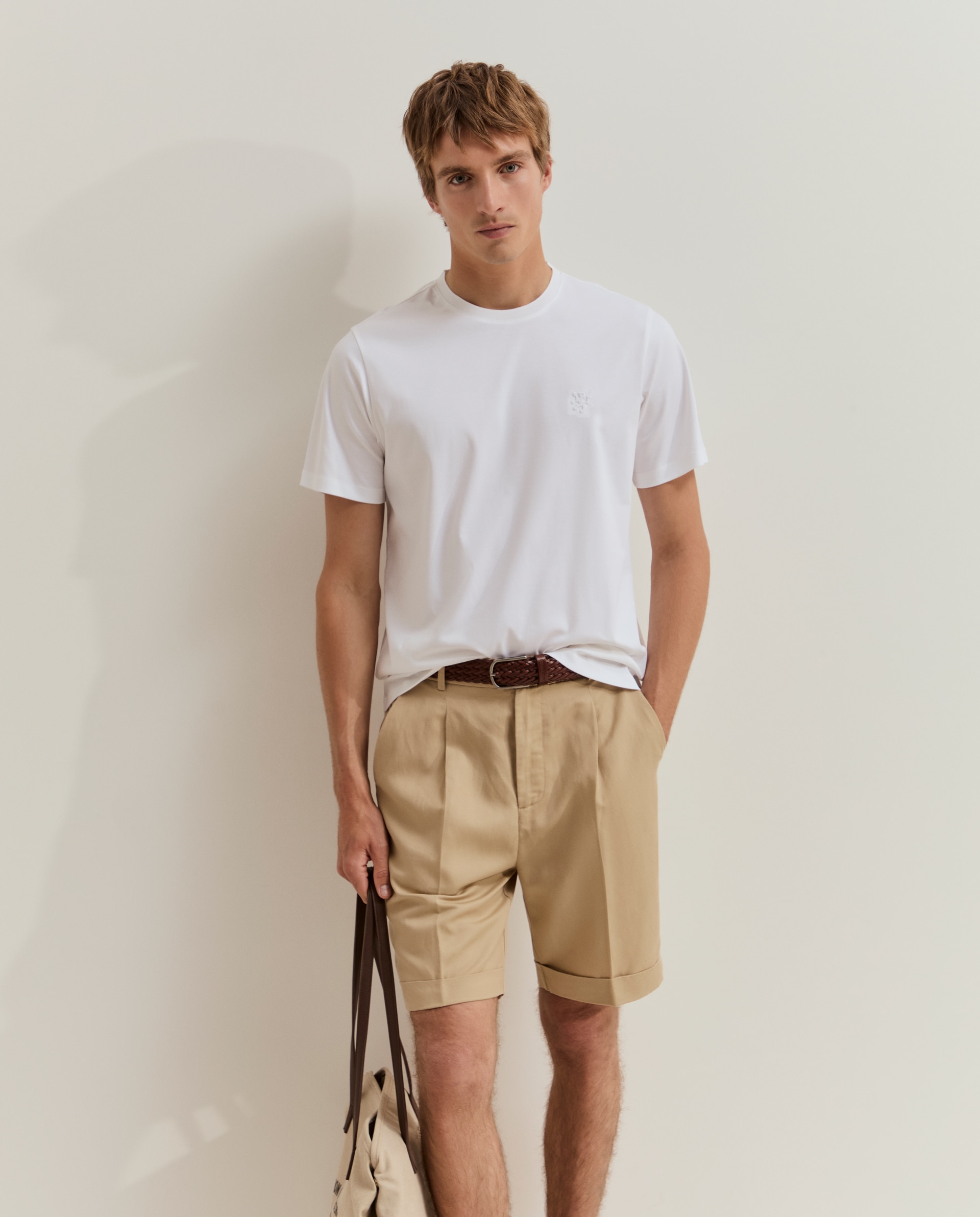 Camiseta básica de hombre en algodón de color blanca - Lion of Porches - Blanco Blanco-1