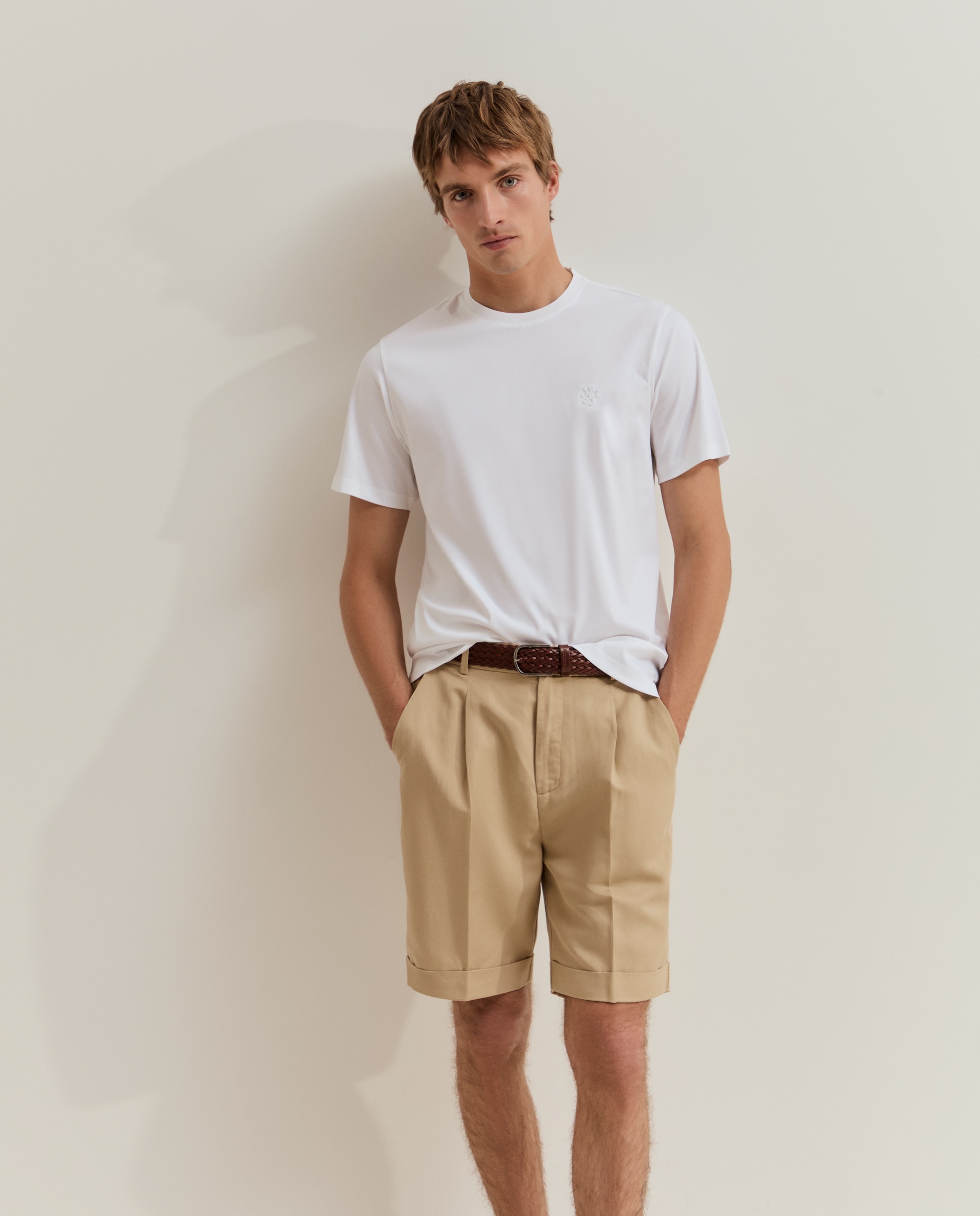 Camiseta básica de hombre en algodón de color blanca - Lion of Porches - Blanco Blanco-4
