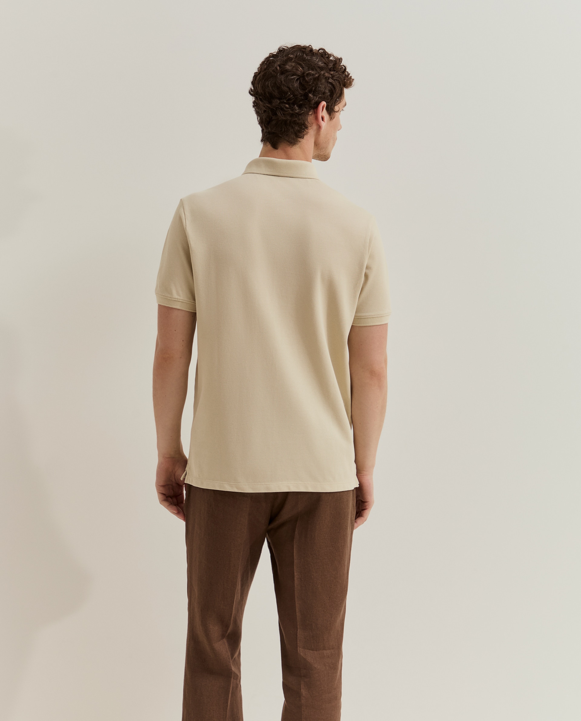Polo de manga corta de hombre en algodón - Lion of Porches - Beige Beige-3